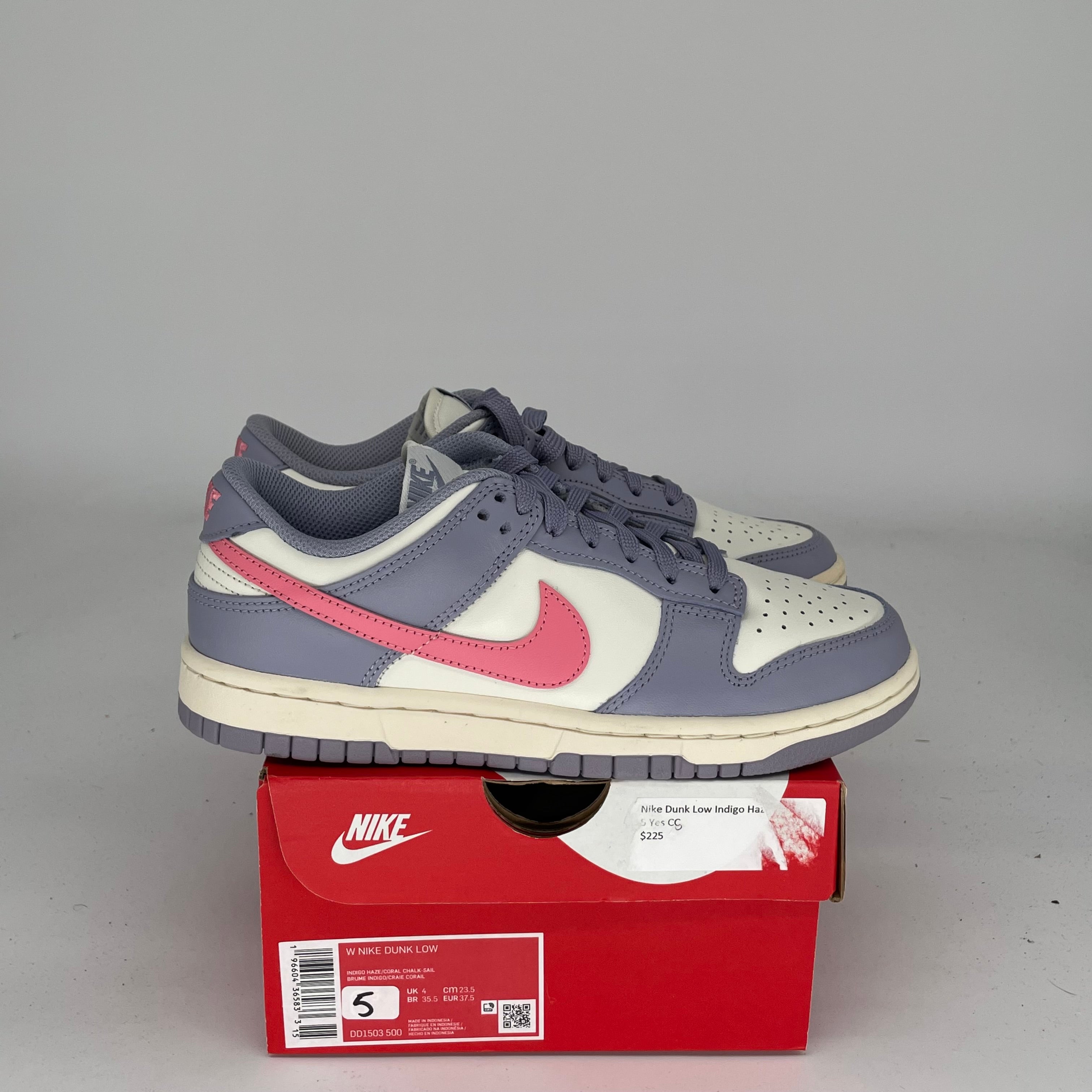 NIKE DUNK LOW INDIGO HAZE W SIZE 5/6.5W DD1503-500
