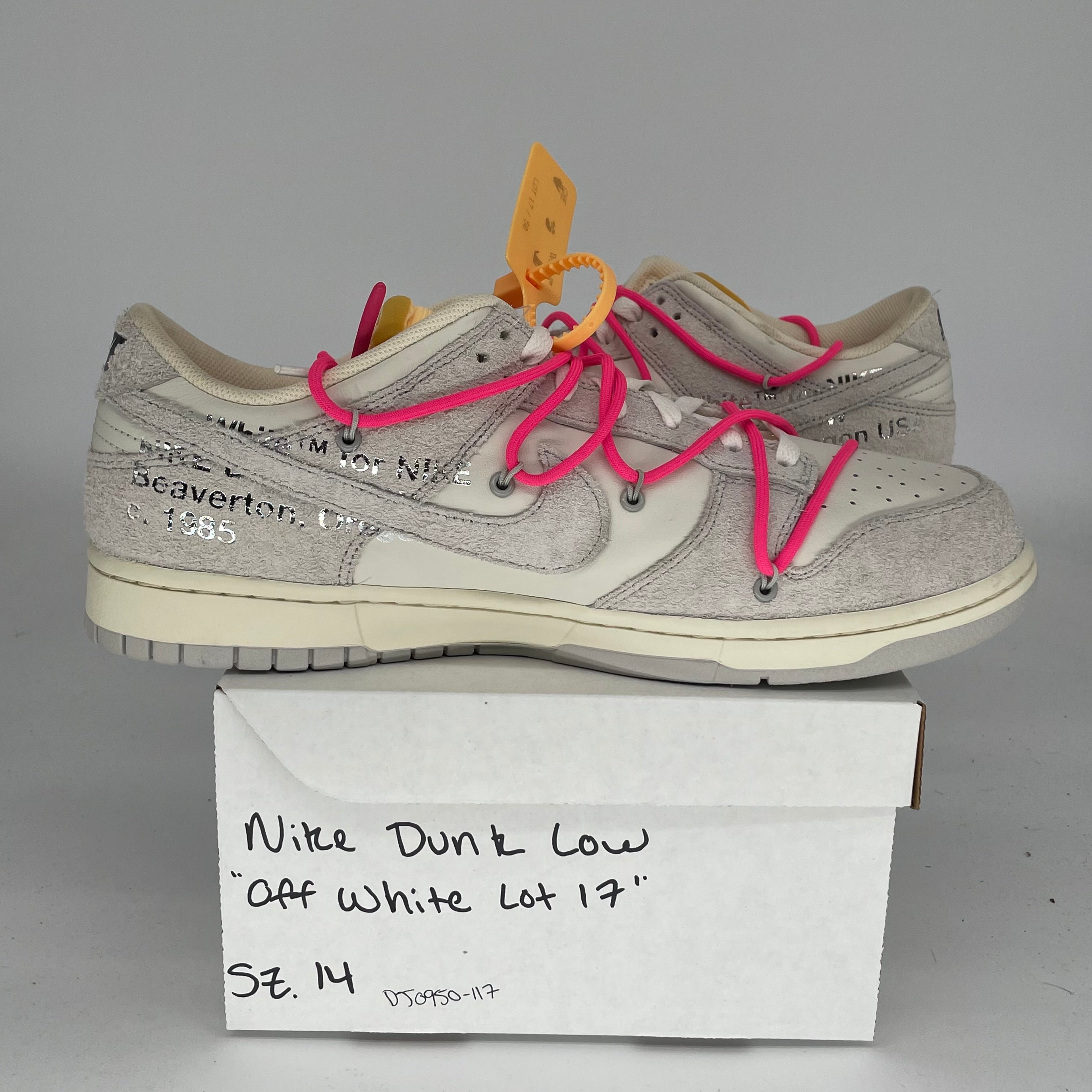 NIKE DUNK LOW OFF WHITE LOT 17 SIZE 14 DJ0950-117