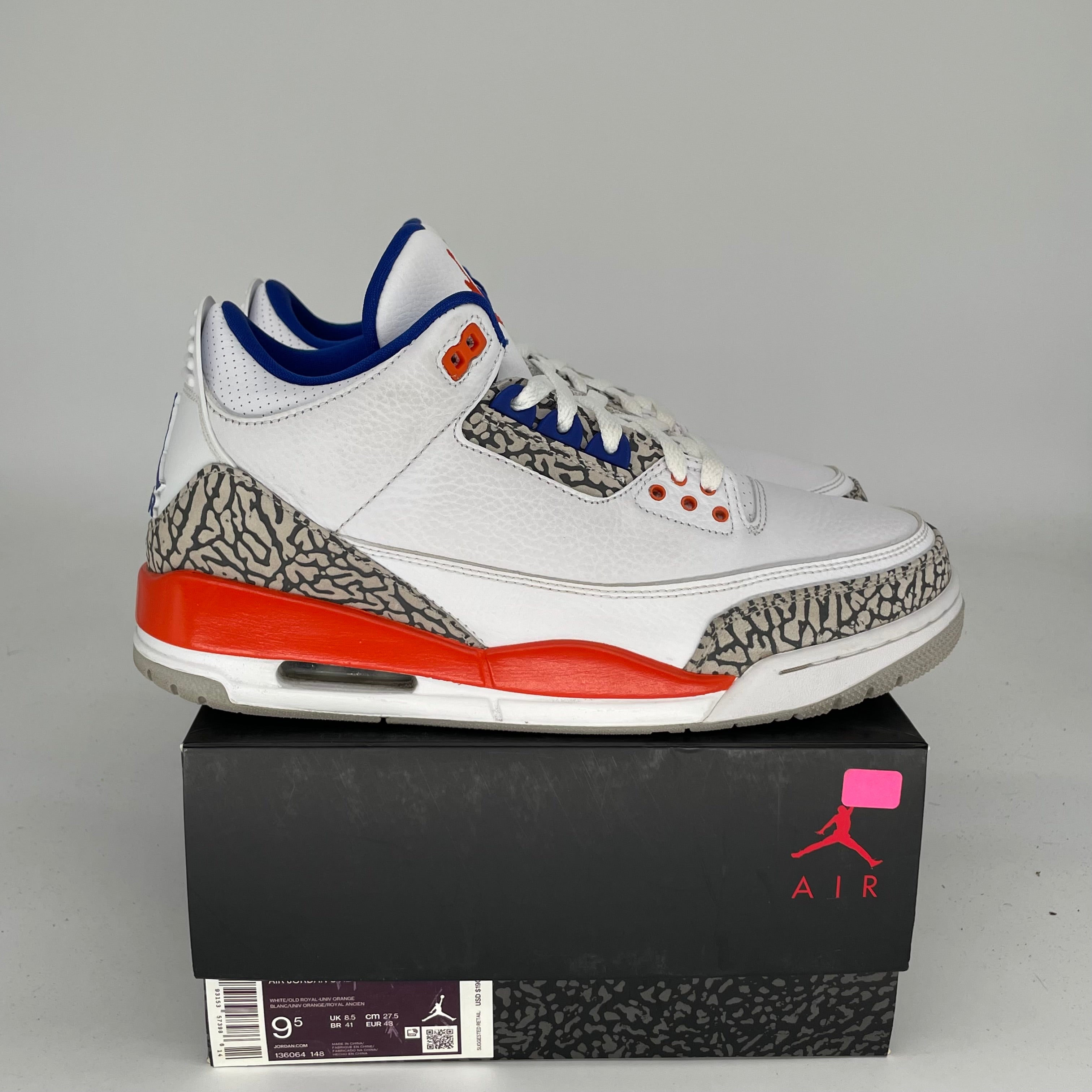 AIR JORDAN 3 KNICKS SIZE 9.5 136064-148