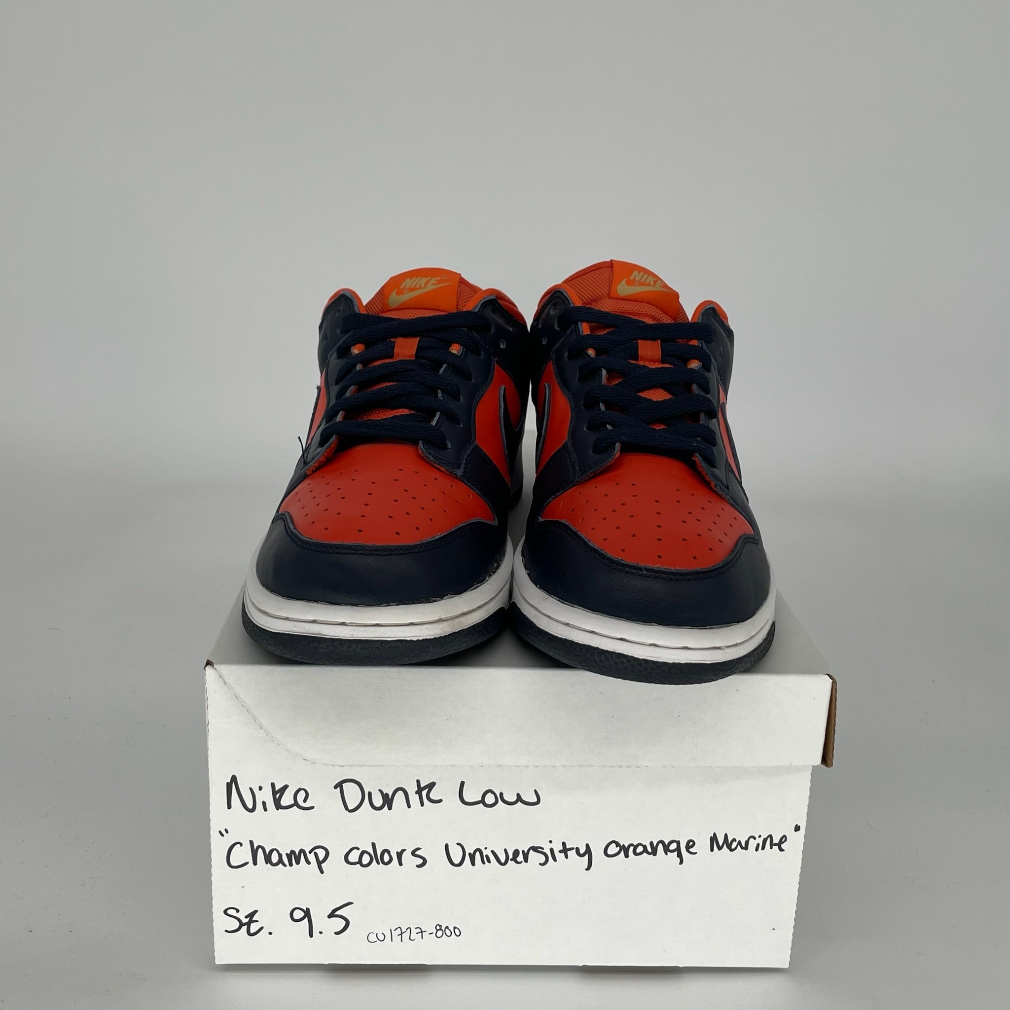 NIKE DUNK LOW CHAMP COLORS UNIVERSITY ORANGE MARINE SIZE 9.5 CU1727-800