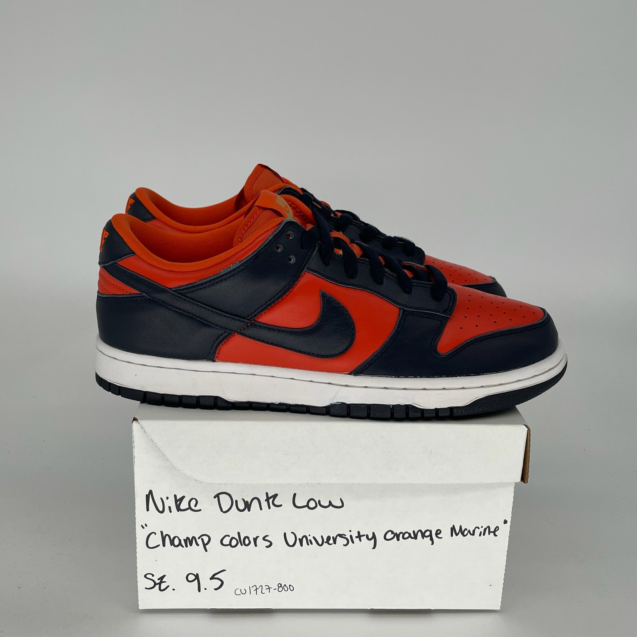 NIKE DUNK LOW CHAMP COLORS UNIVERSITY ORANGE MARINE SIZE 9.5 CU1727-800