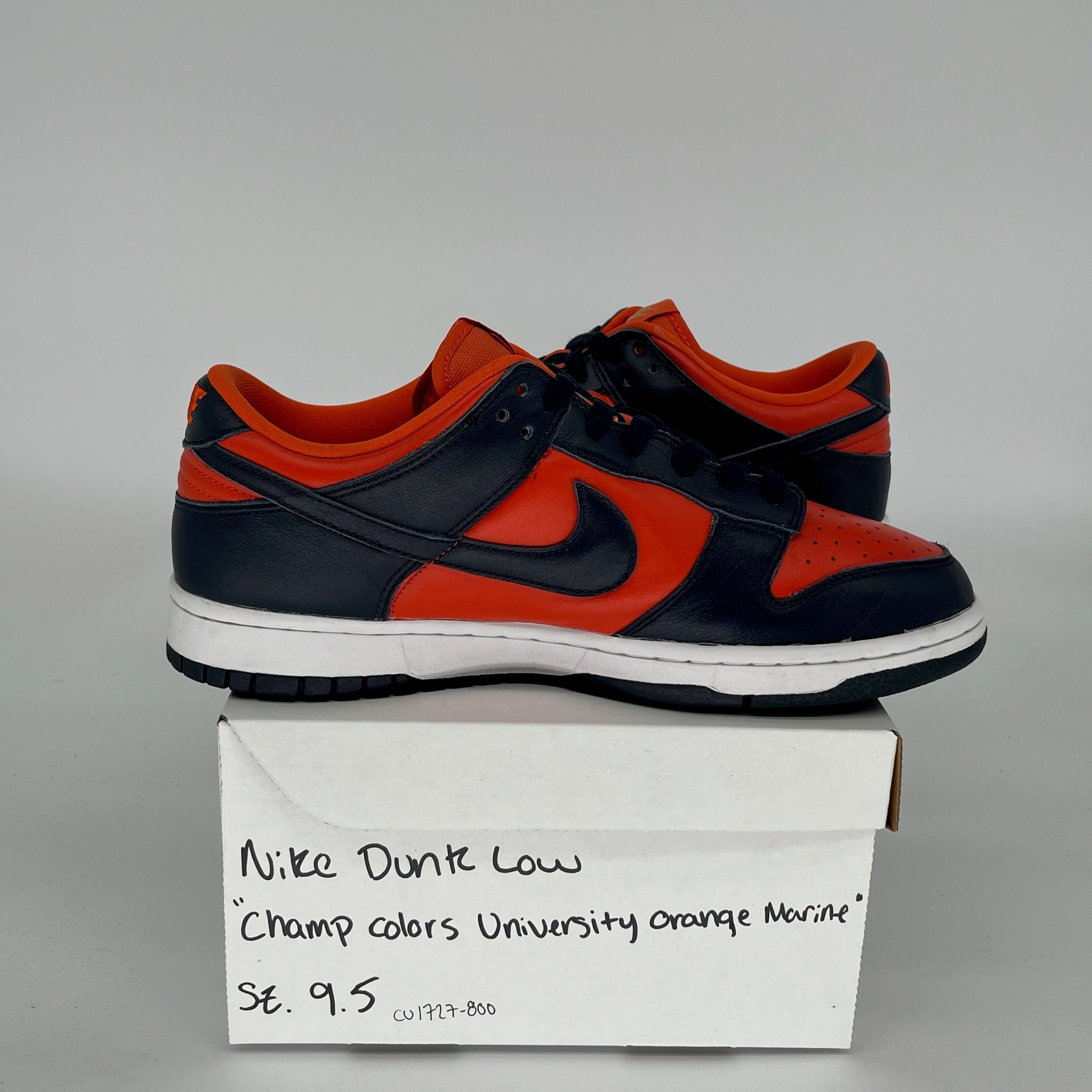 NIKE DUNK LOW CHAMP COLORS UNIVERSITY ORANGE MARINE SIZE 9.5 CU1727-800
