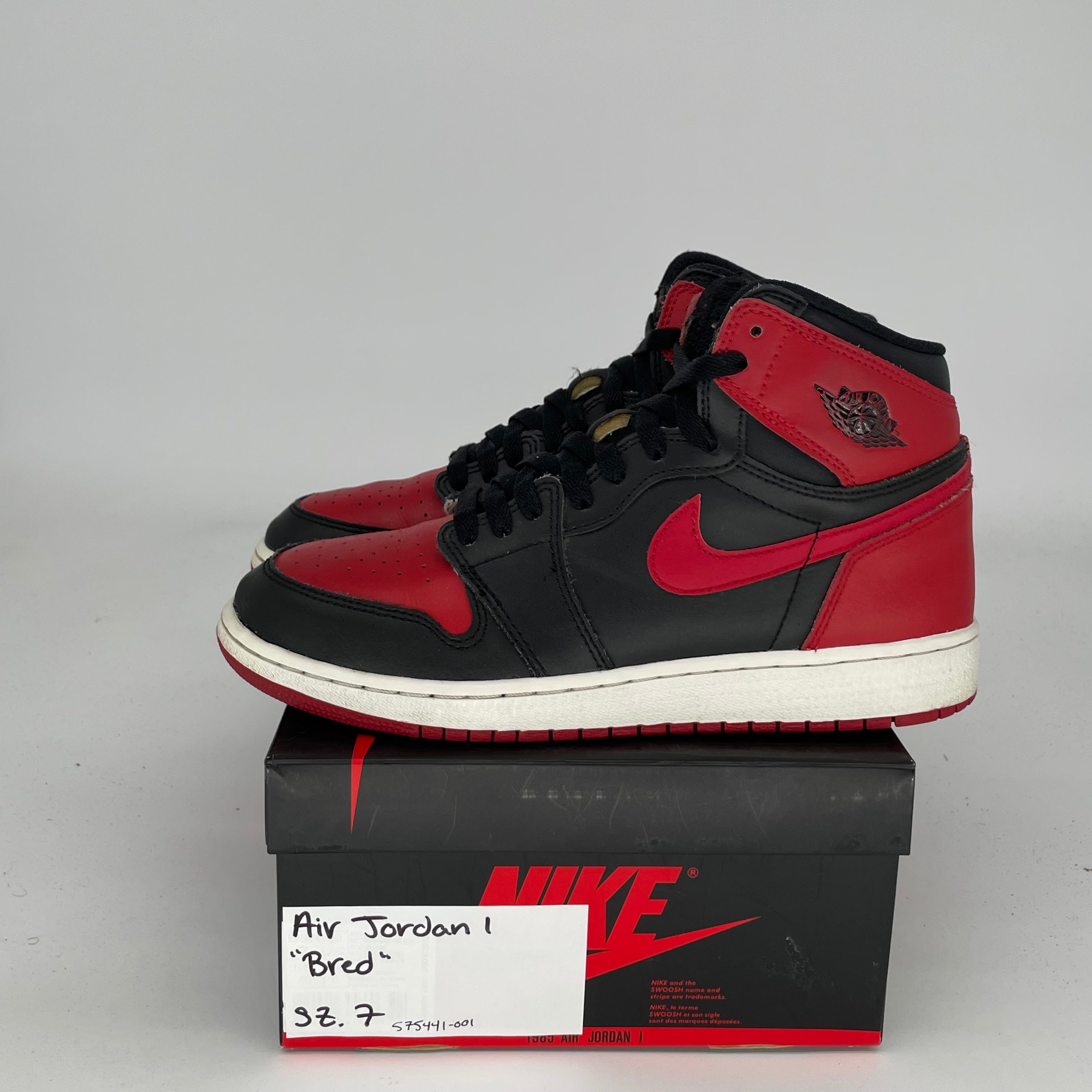 AIR JORDAN 1 BRED SIZE 7Y 575441-001
