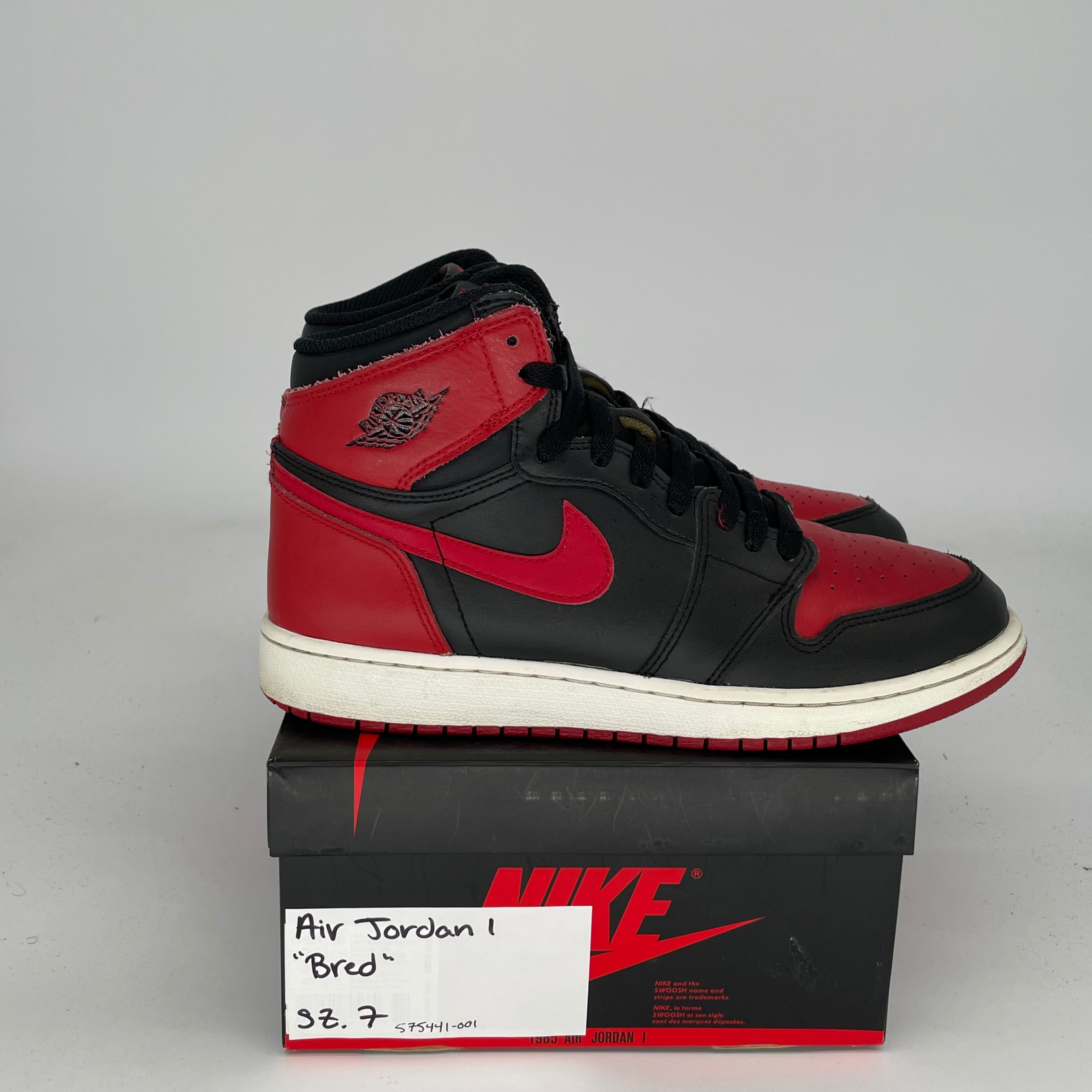 AIR JORDAN 1 BRED SIZE 7Y 575441-001