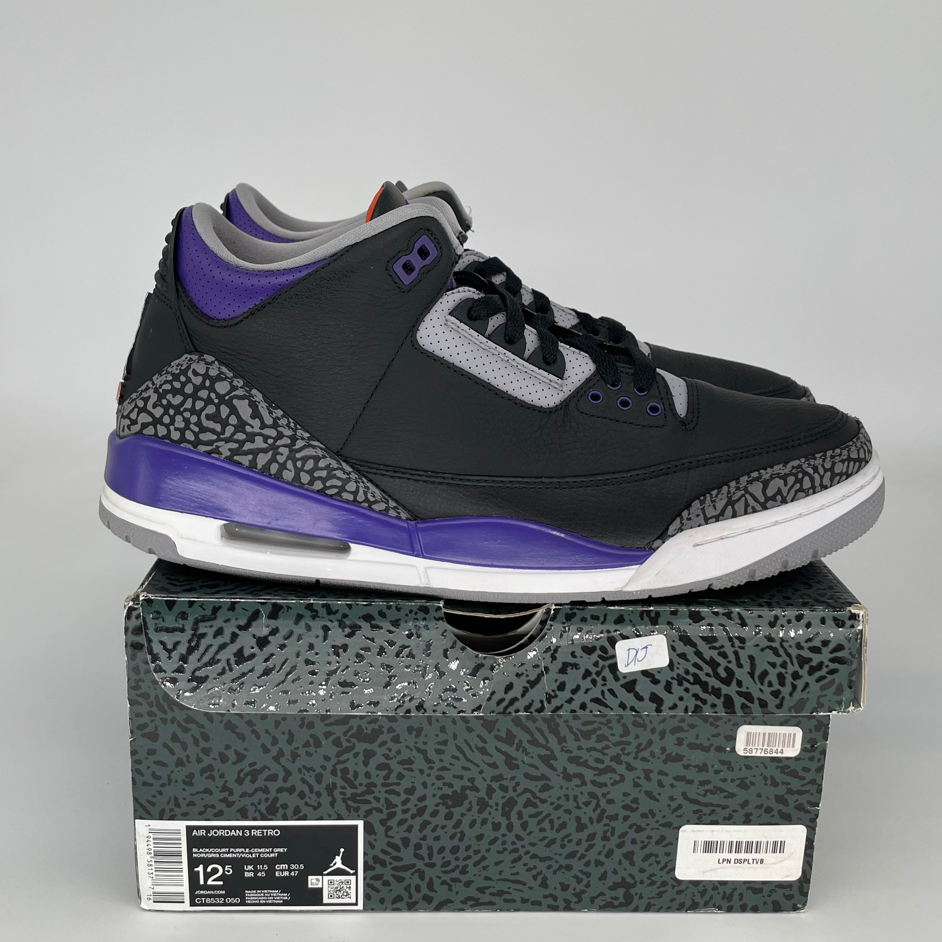 AIR JORDAN 3 COURT PURPLE SIZE 12.5 CT8532-050
