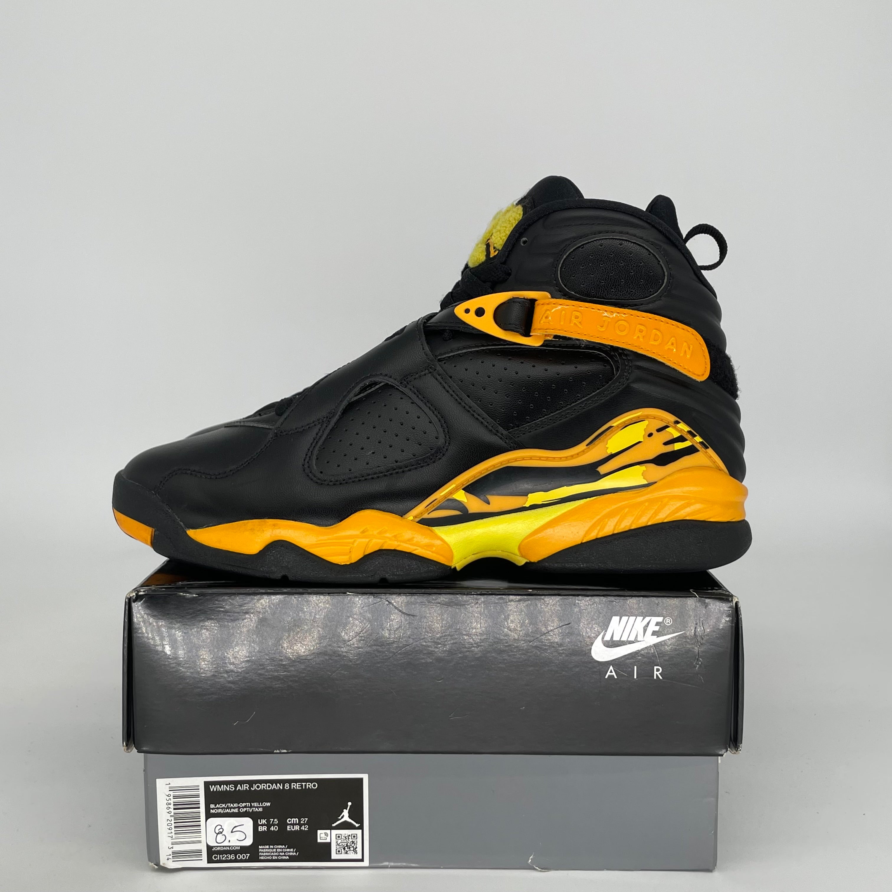 AIR JORDAN 8 TAXI YELLOW BLACK W SIZE 8.5/10W CI1236-007