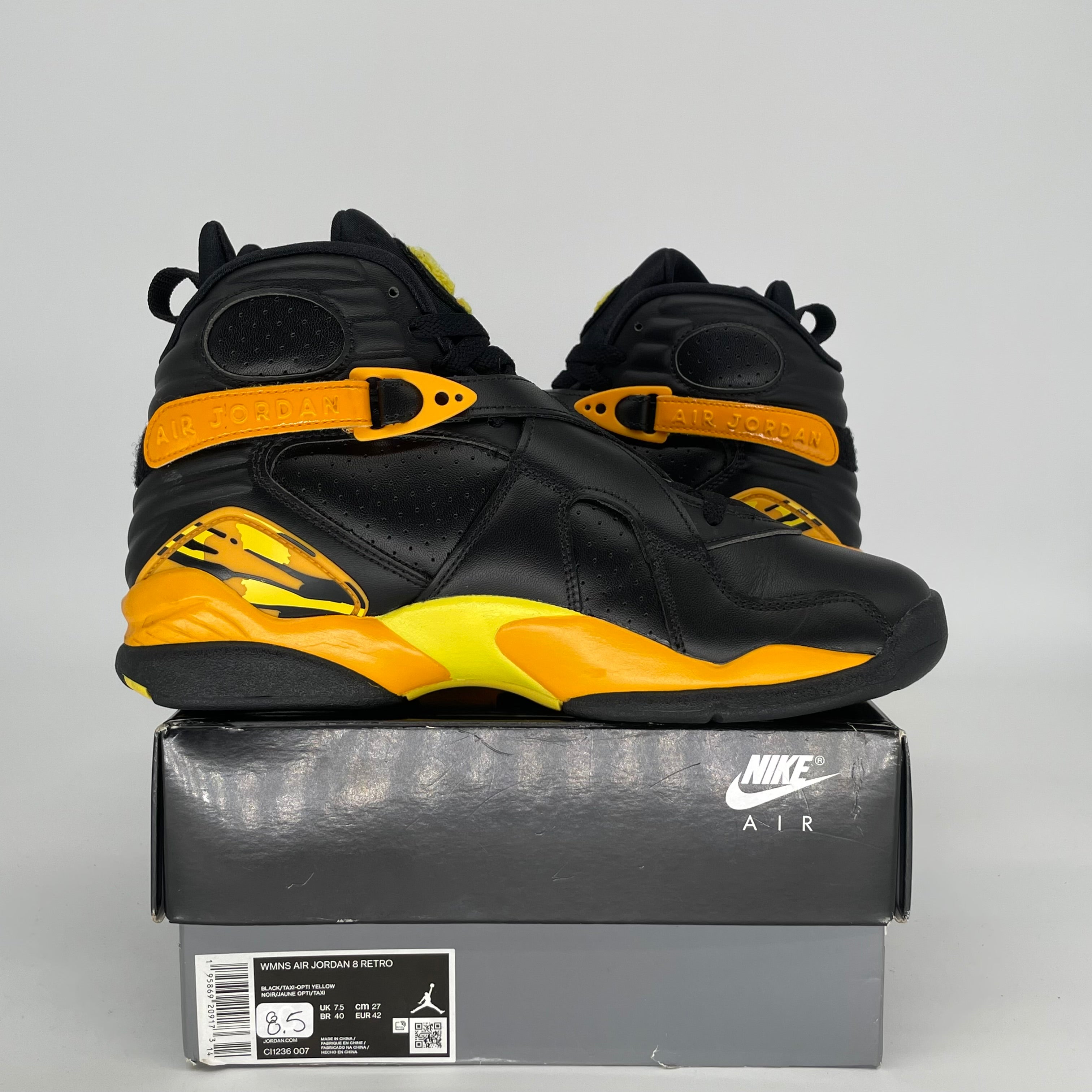 AIR JORDAN 8 TAXI YELLOW BLACK W SIZE 8.5/10W CI1236-007