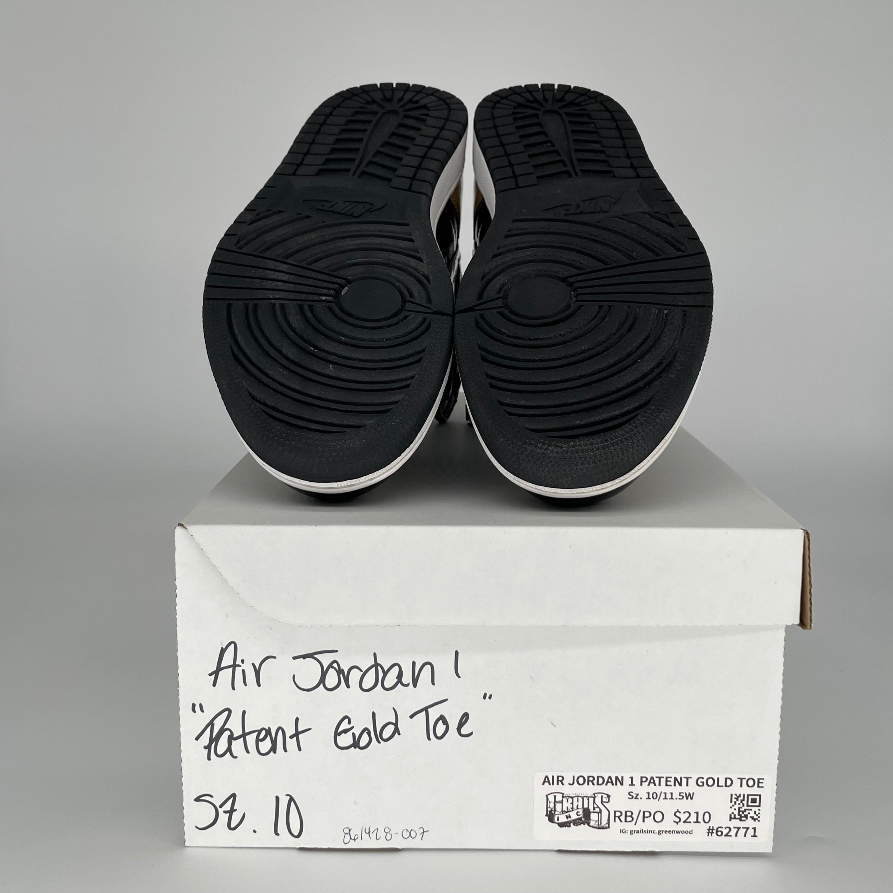 AIR JORDAN 1 PATENT GOLD TOE SIZE 10/11.5W 861428-007