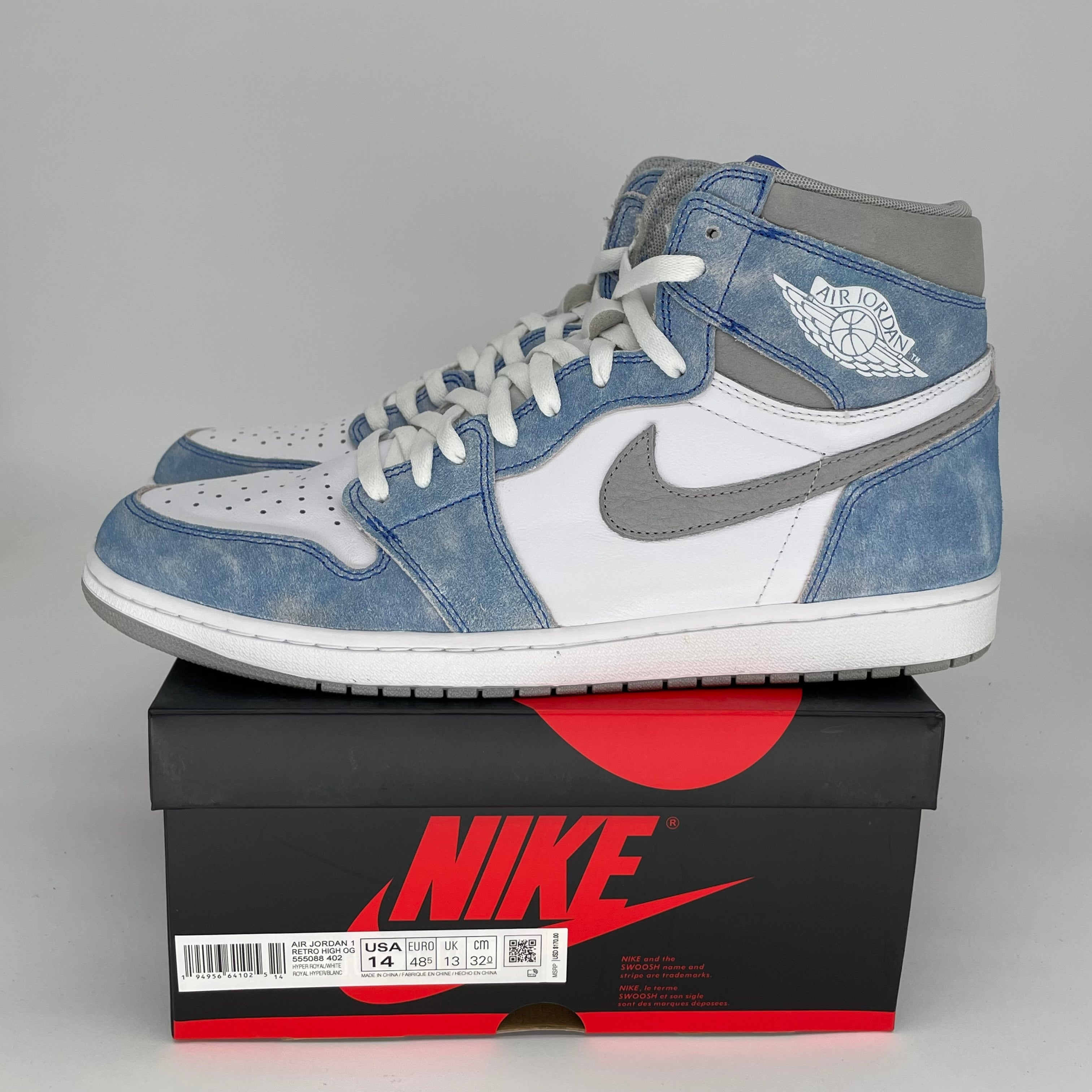 AIR JORDAN 1 HYPER ROYAL SIZE 14 555088-402