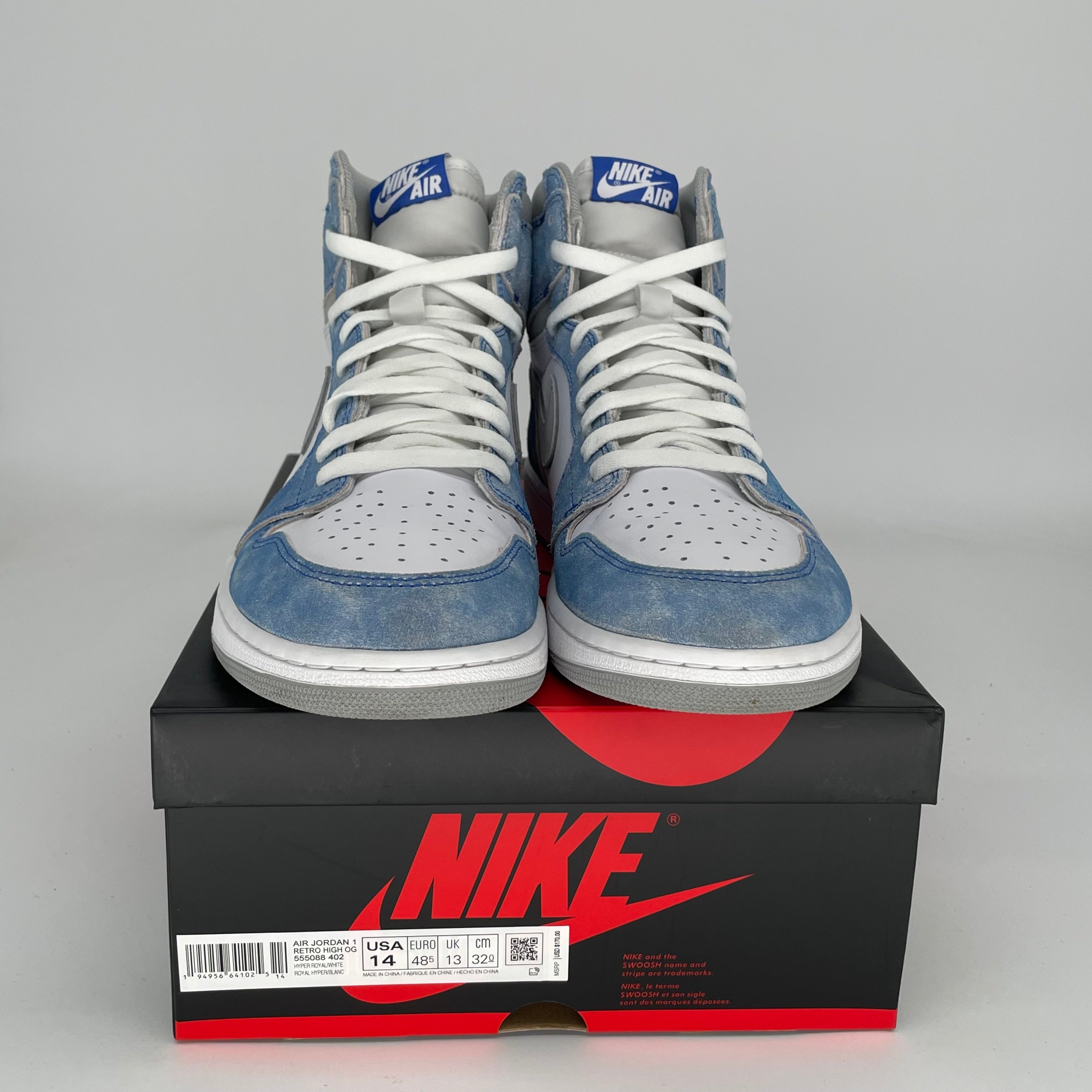 AIR JORDAN 1 HYPER ROYAL SIZE 14 555088-402