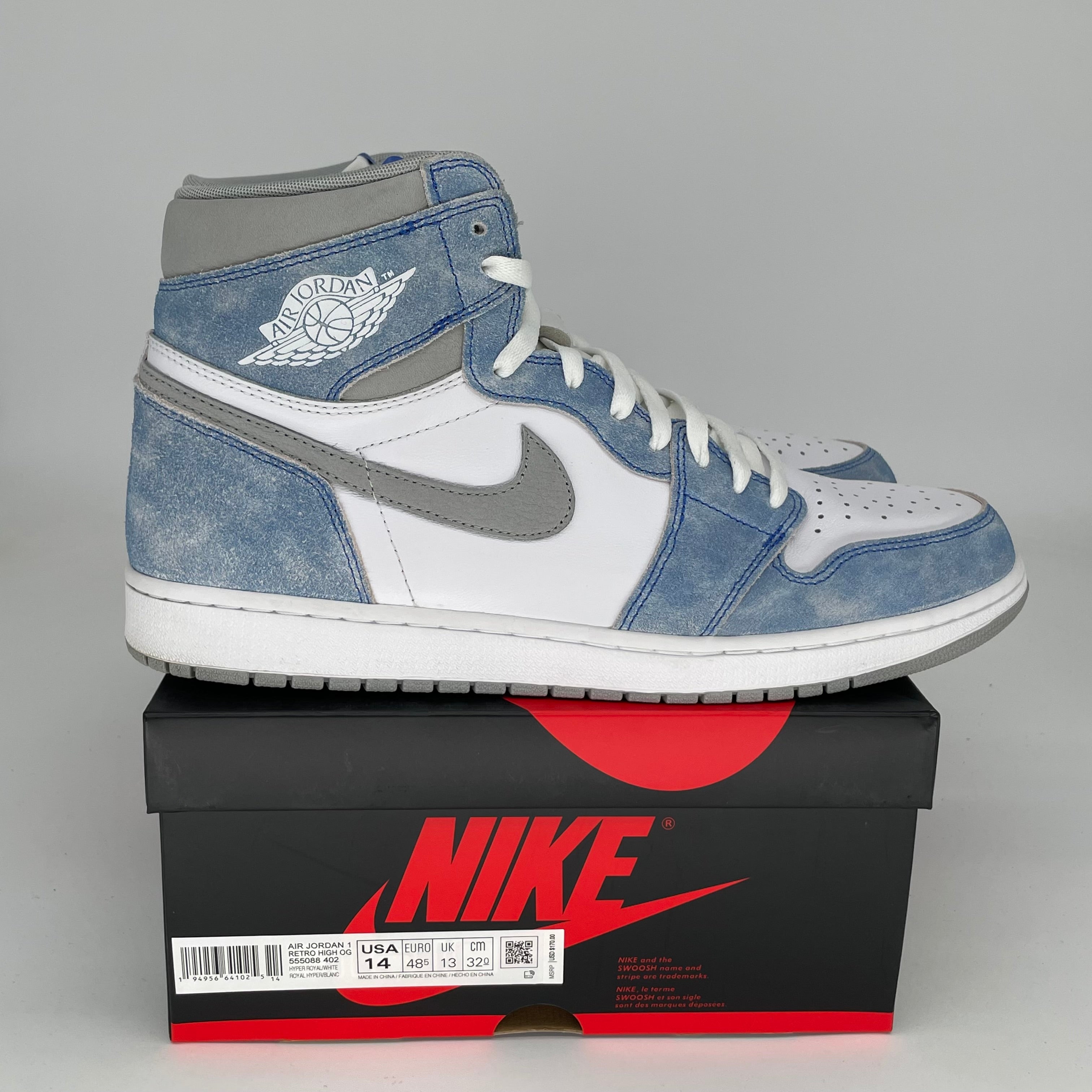 AIR JORDAN 1 HYPER ROYAL SIZE 14 555088-402
