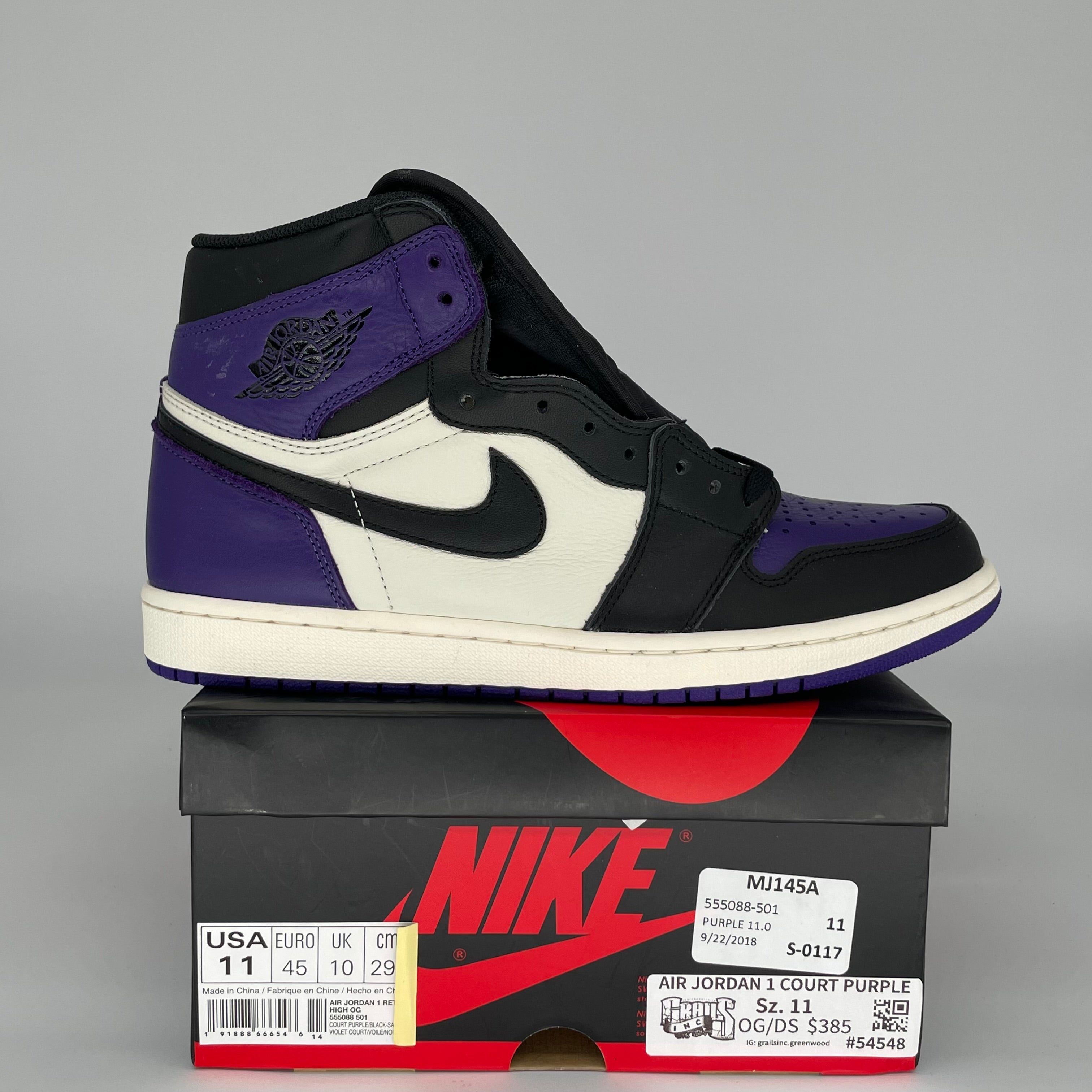 AIR JORDAN 1 COURT PURPLE SIZE 11 555088-501