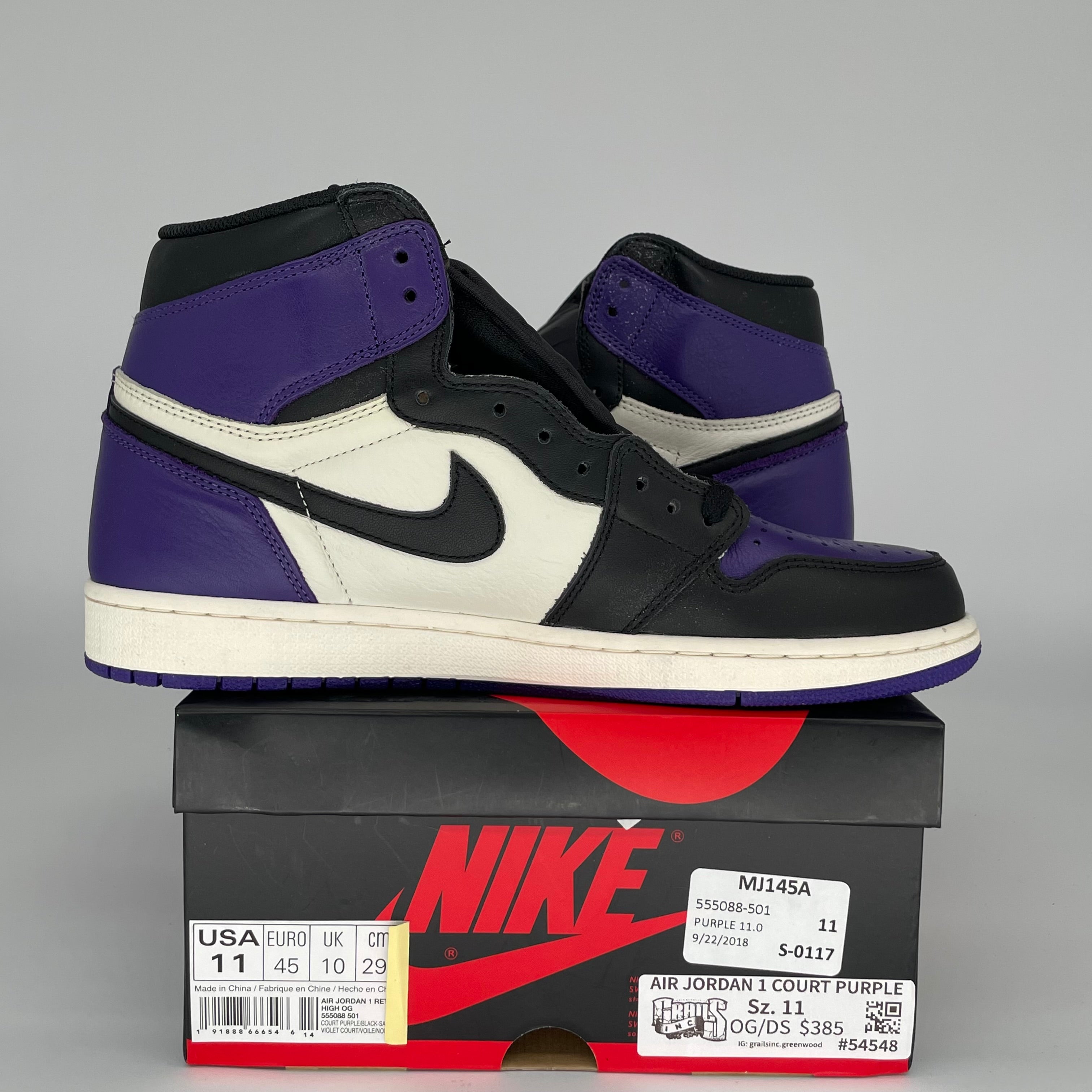 AIR JORDAN 1 COURT PURPLE SIZE 11 555088-501