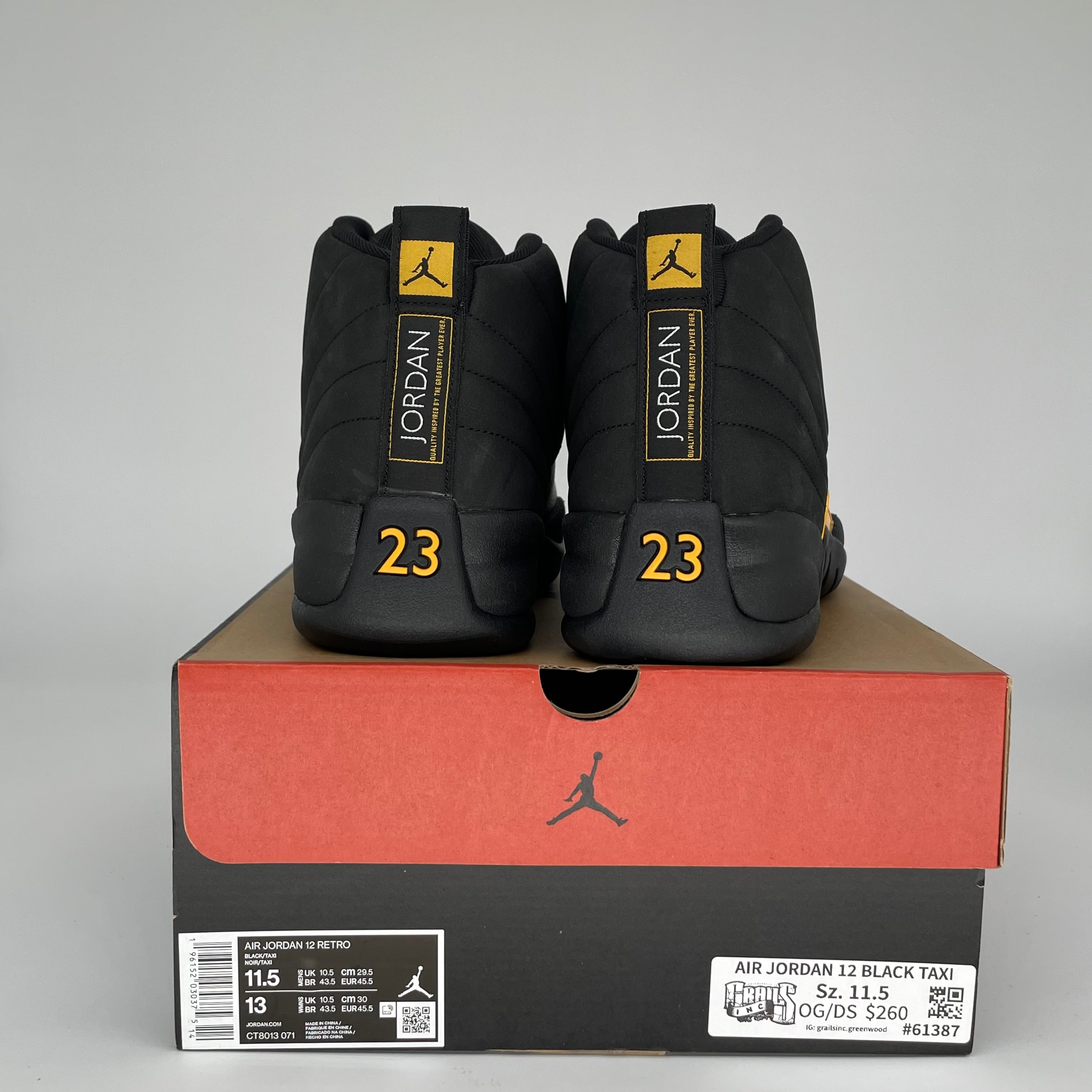 AIR JORDAN 12 BLACK TAXI SIZE 11.5 CT8013-071