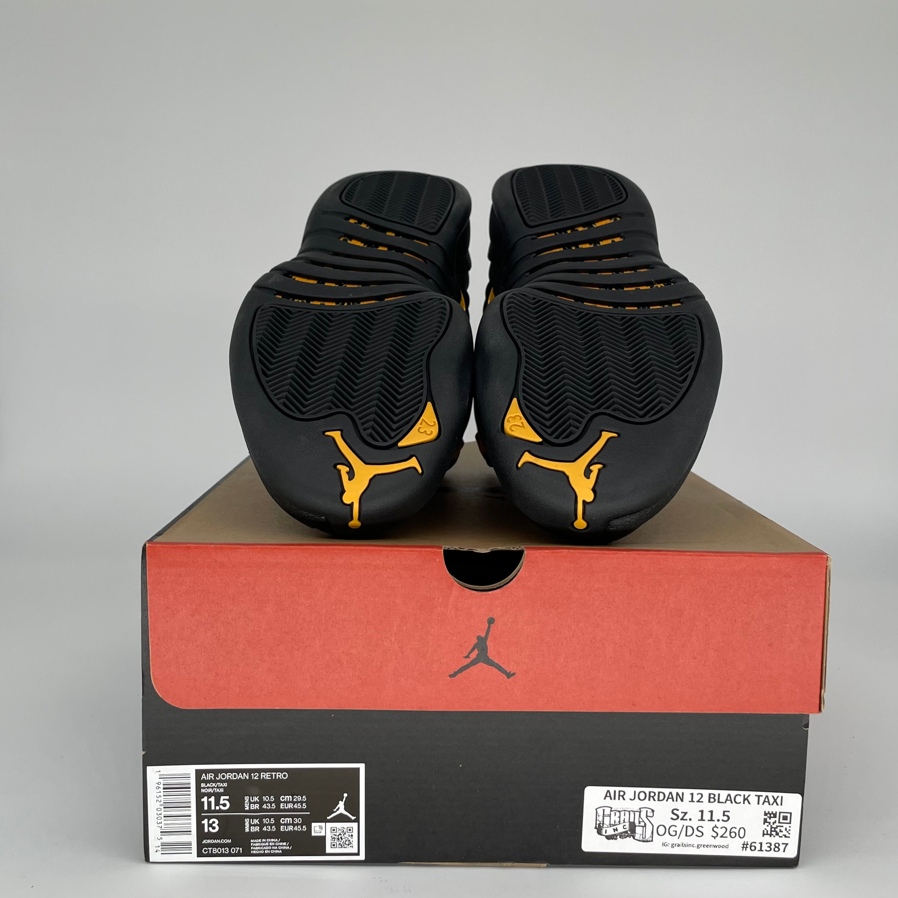 AIR JORDAN 12 BLACK TAXI SIZE 11.5 CT8013-071