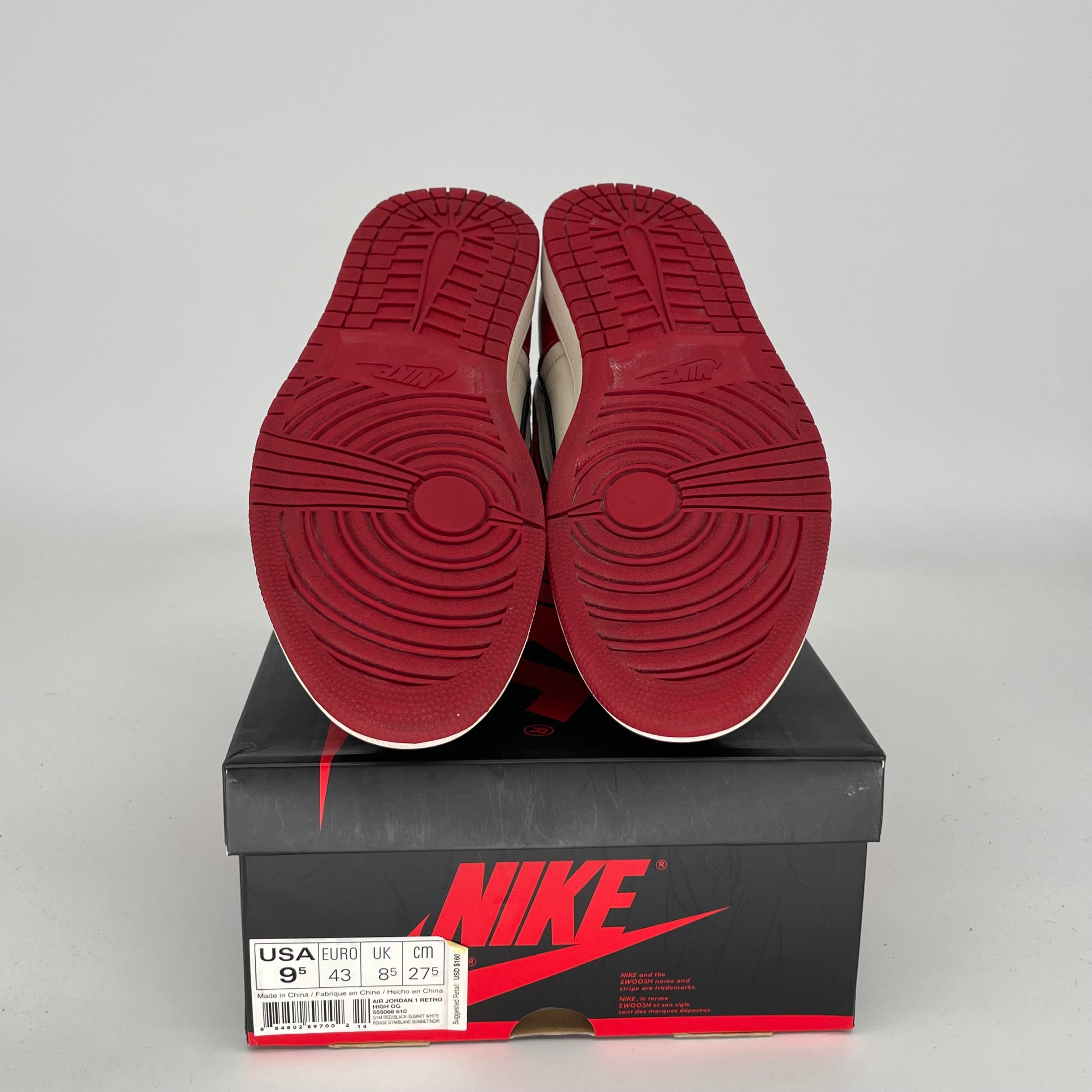 AIR JORDAN 1 BRED TOE SIZE 9.5 555088-610