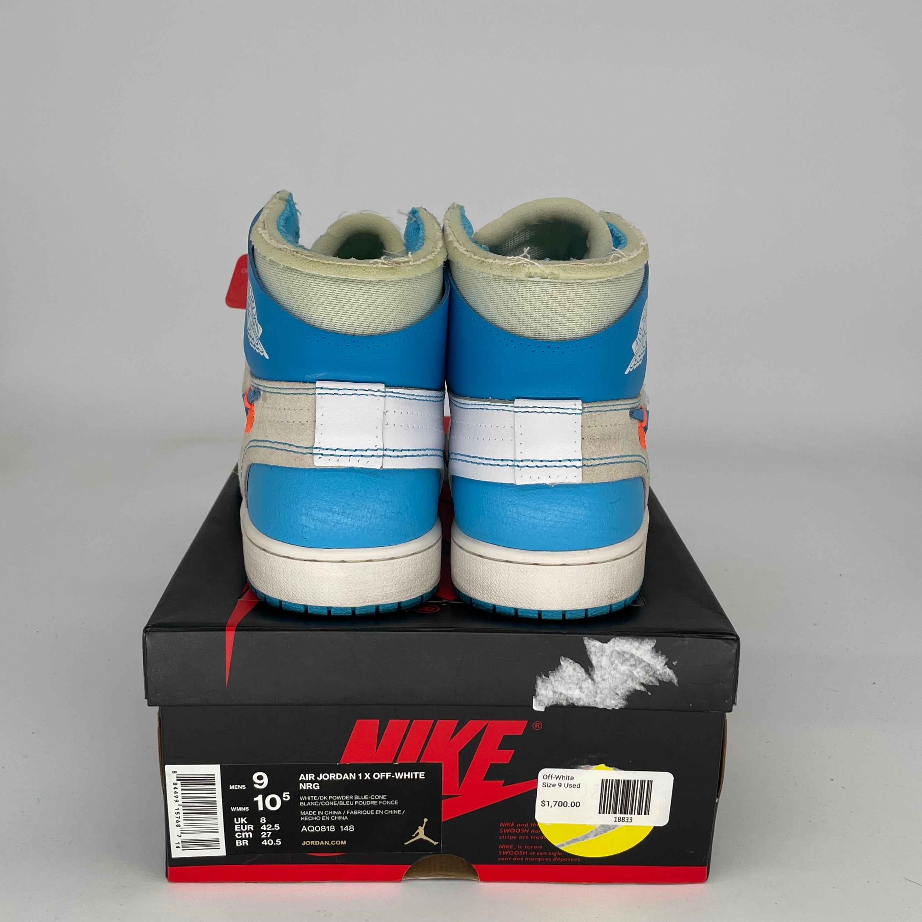 AIR JORDAN 1 OFF WHITE UNC SIZE 9 AQ0818-148