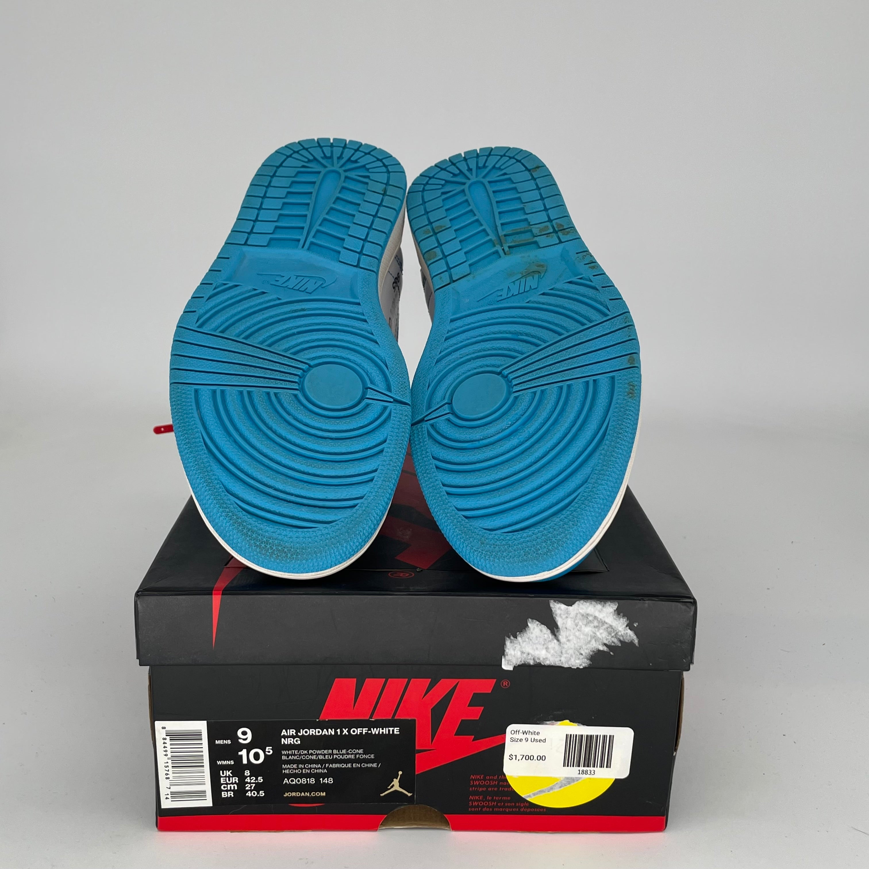 AIR JORDAN 1 OFF WHITE UNC SIZE 9 AQ0818-148