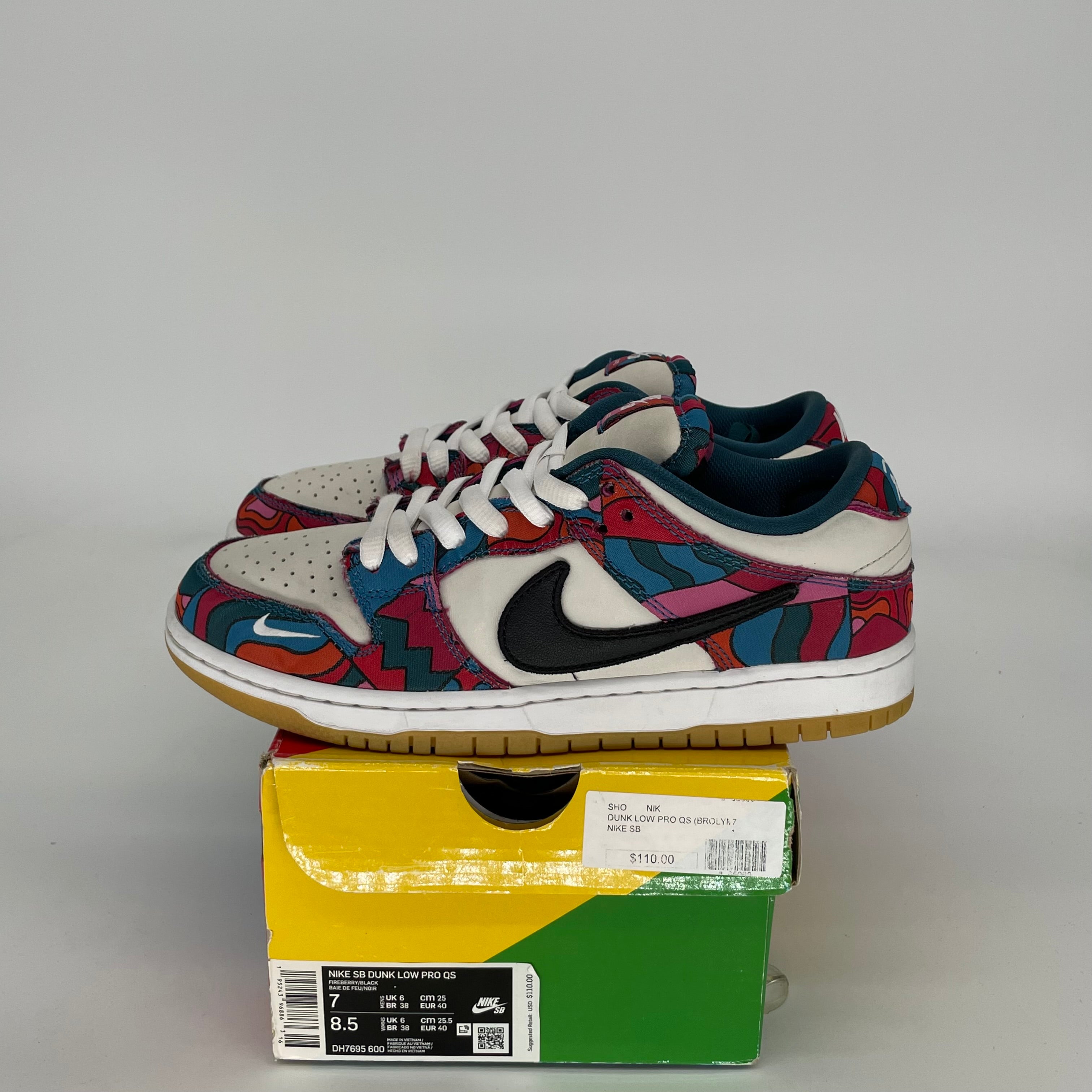 NIKE SB DUNK LOW PARRA ABSTRACT ART SIZE 7 DH7695-600