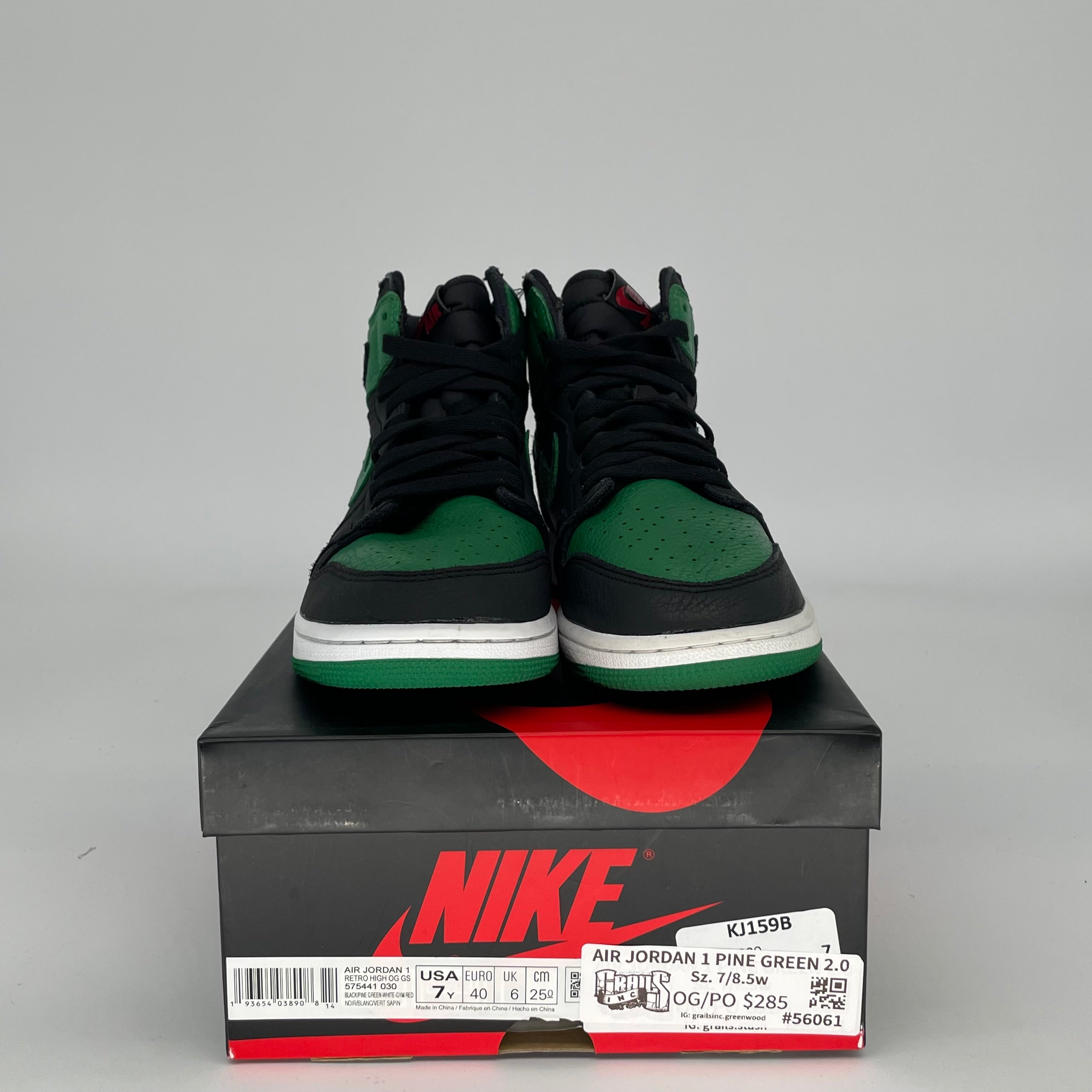 AIR JORDAN 1 PINE GREEN BLACK SIZE 7Y 575441-030