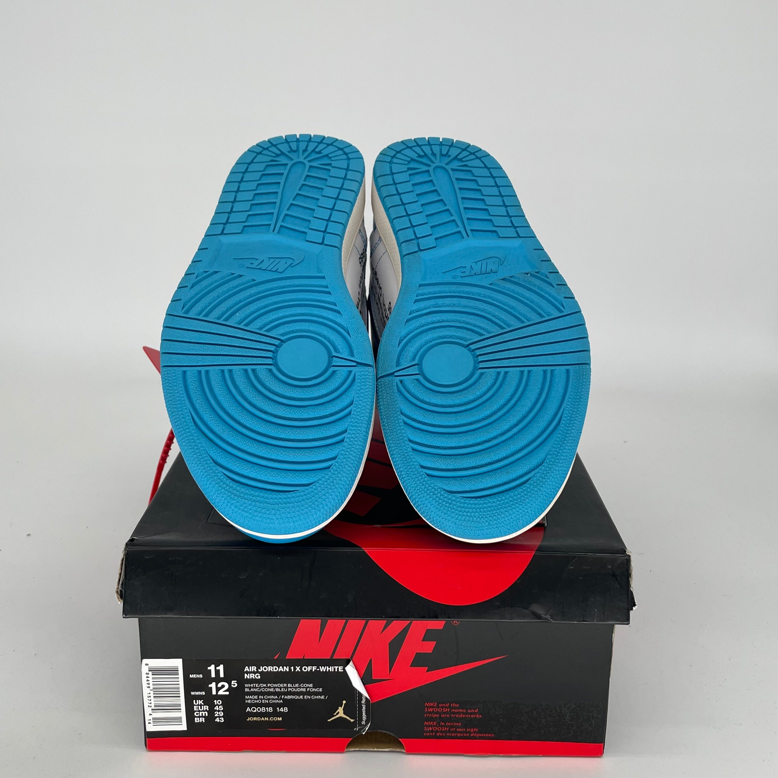 AIR JORDAN 1 OFF WHITE UNIVERSITY BLUE SIZE 11 AQ0818-148