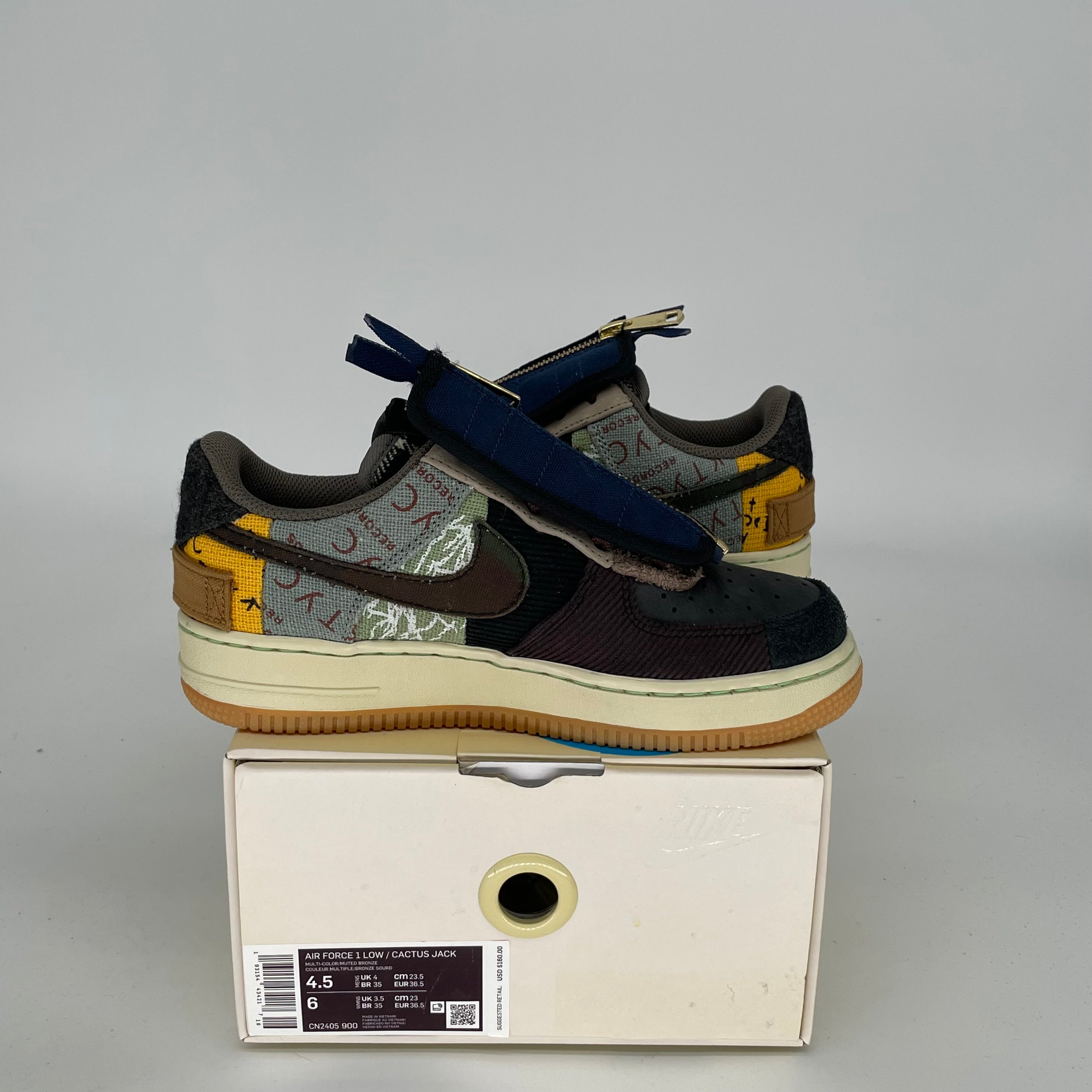 NIKE AIR FORCE 1 LOW TRAVIS SCOTT CACTUS JACK SIZE 4.5 CN2405-900