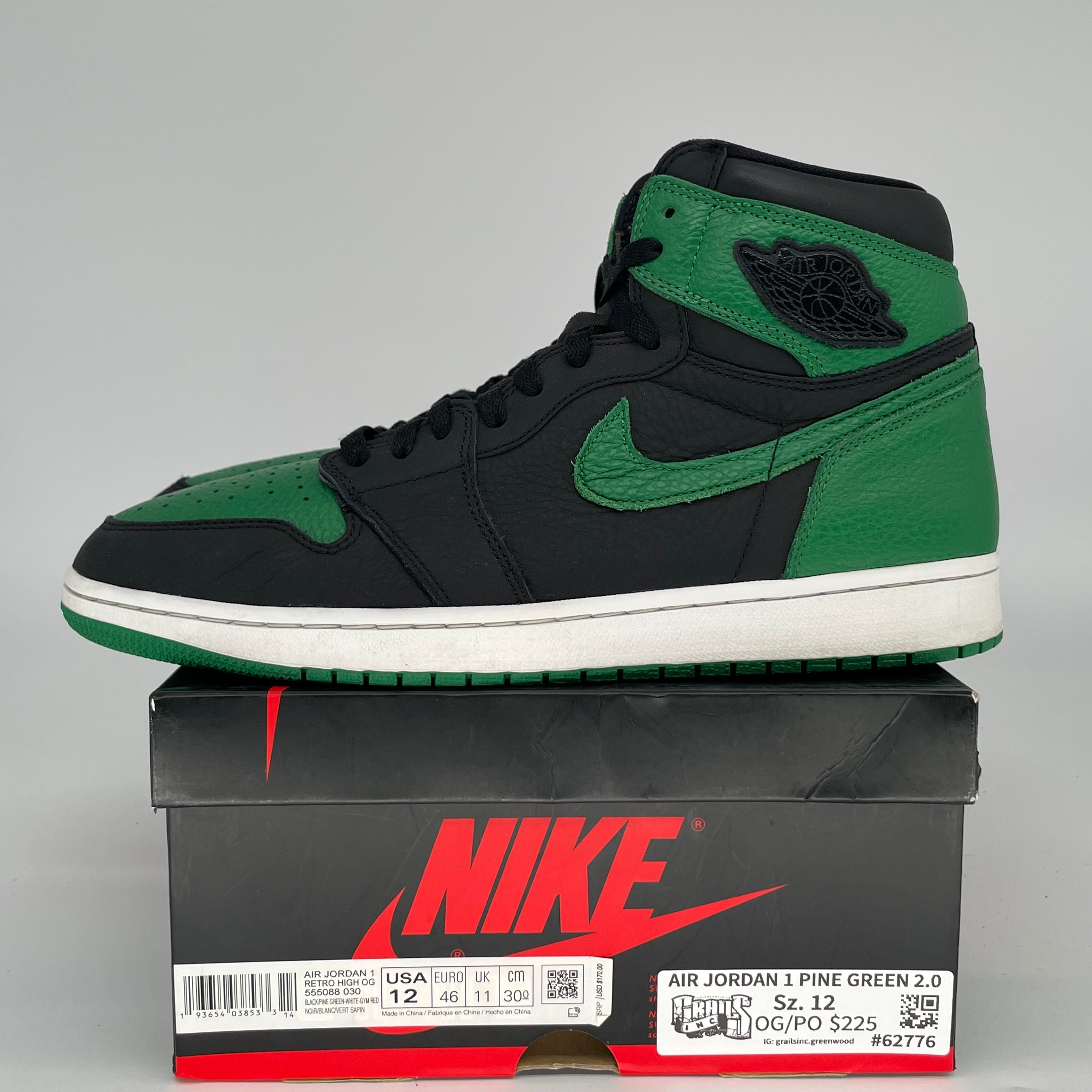 AIR JORDAN 1 PINE GREEN BLACK SIZE 12/13.5W 555088-030