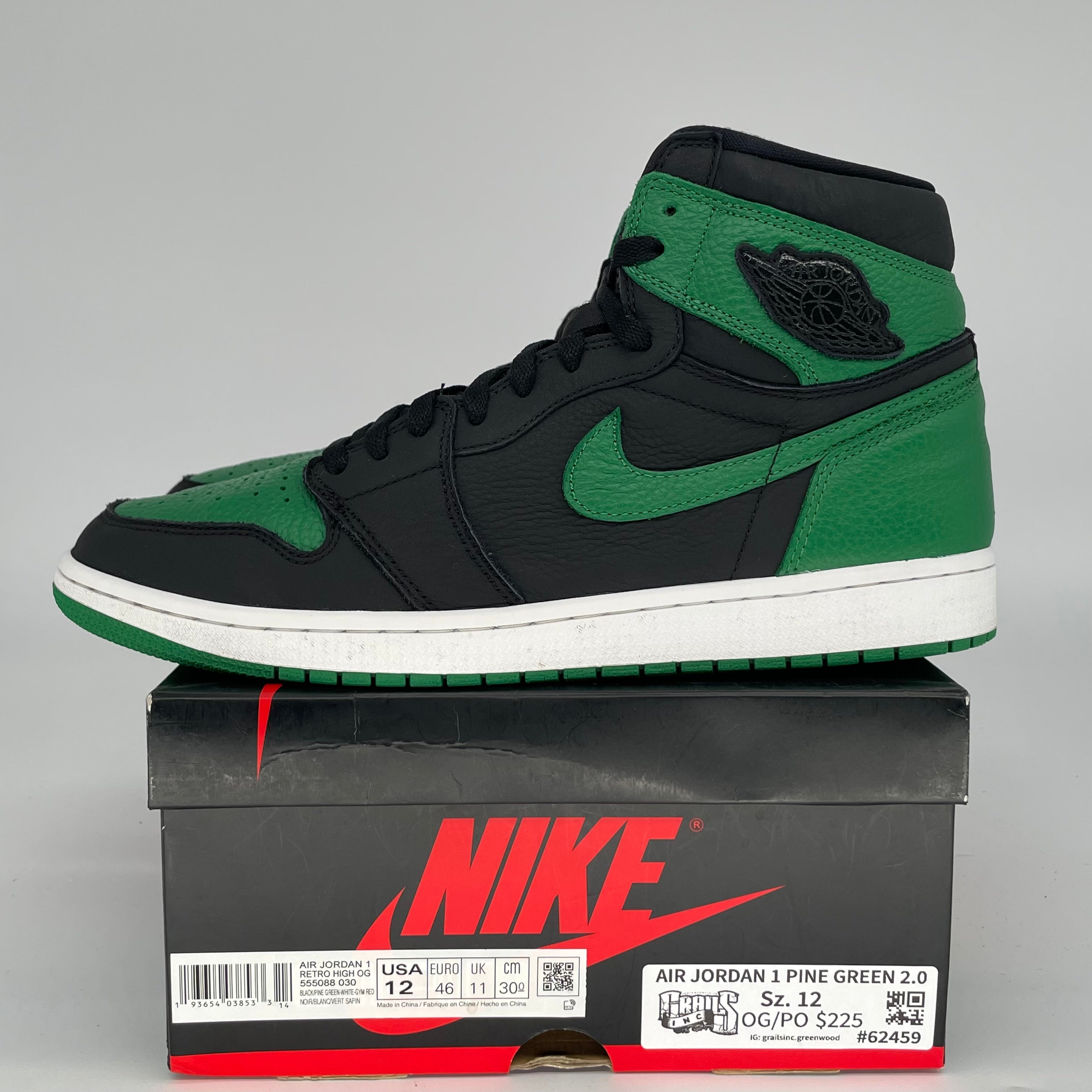 AIR JORDAN 1 PINE GREEN 2.0 SIZE 12/13.5W 555088-030