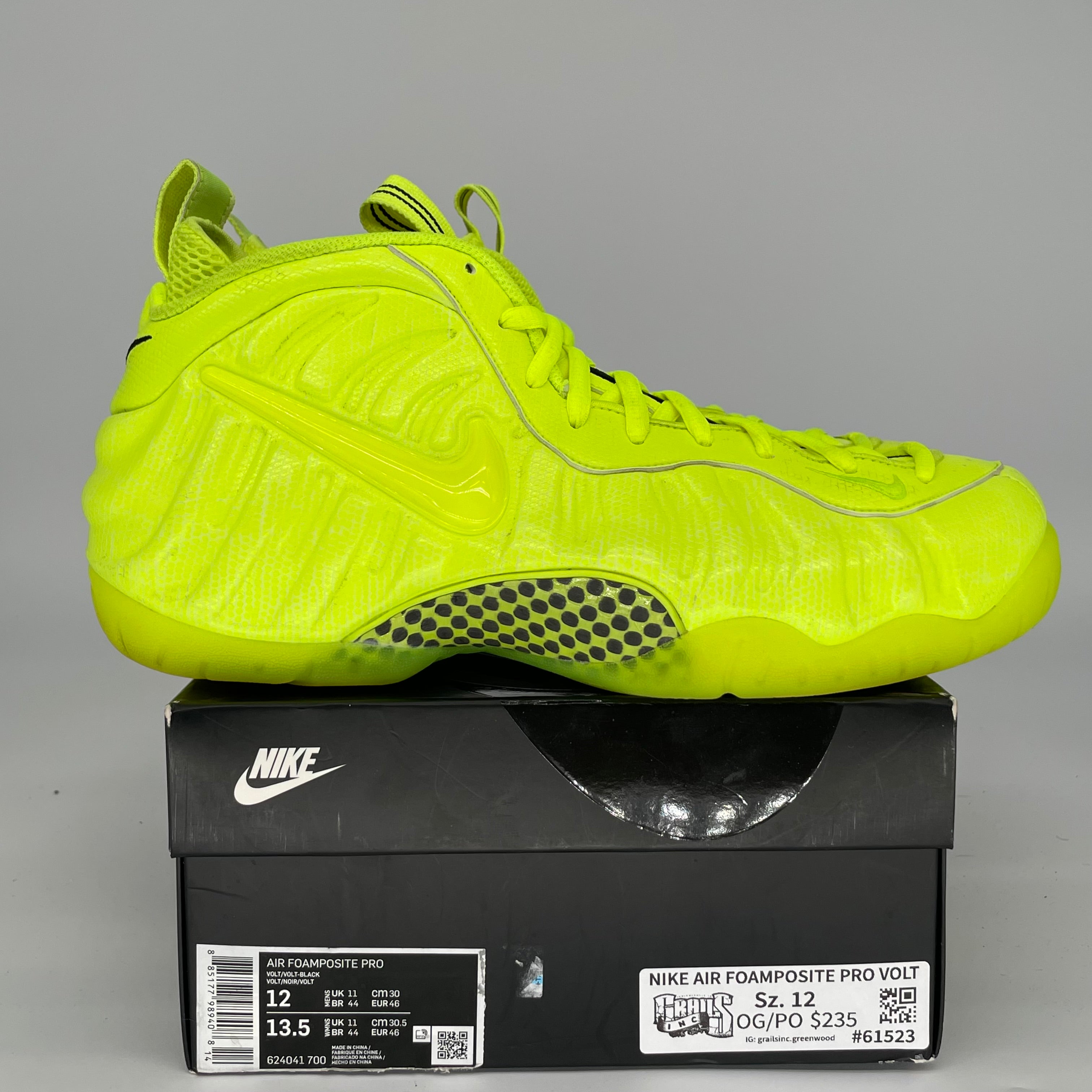 NIKE AIR FOAMPOSITE PRO VOLT SIZE 12/13.5W 624041-700