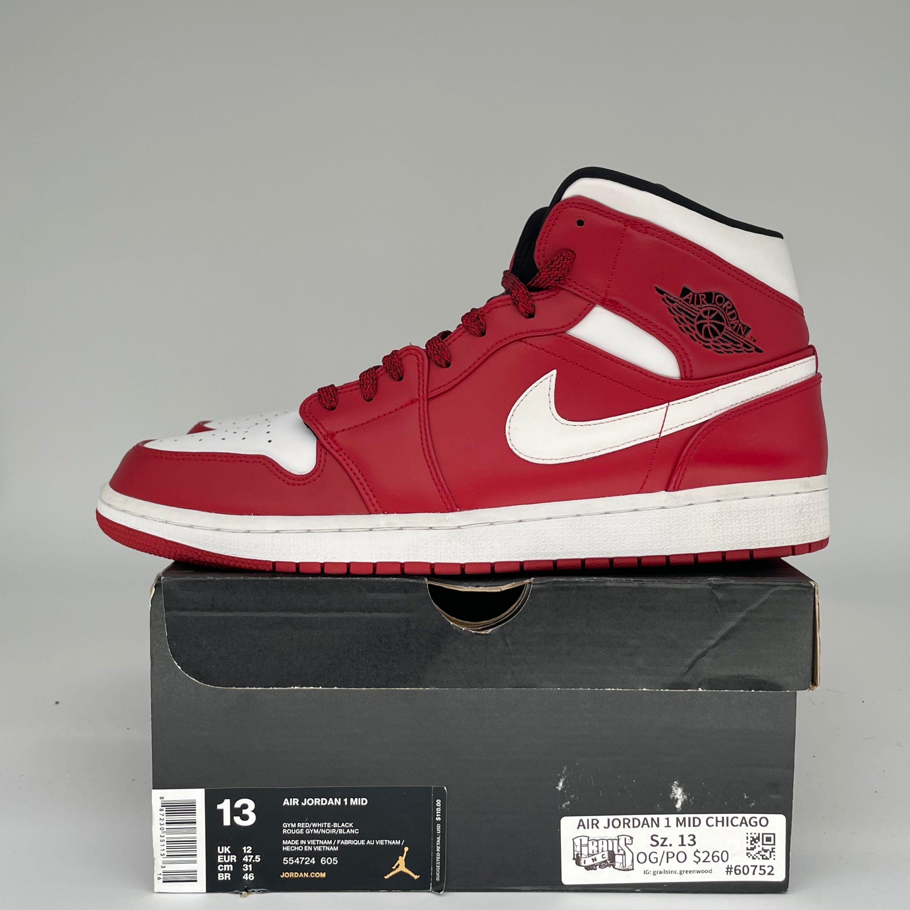 AIR JORDAN 1 MID CHICAGO SIZE 13/14.5W 554724-605