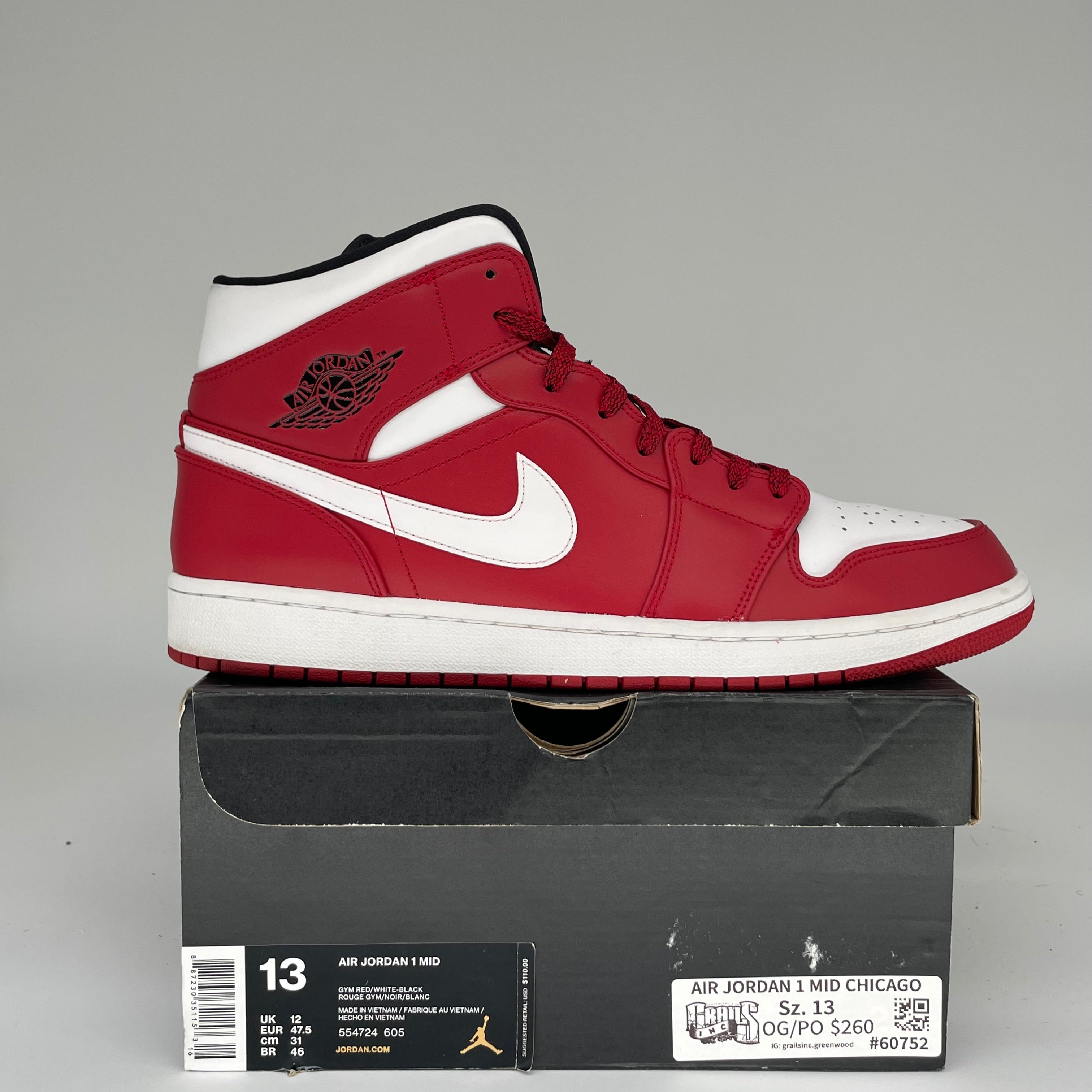 AIR JORDAN 1 MID CHICAGO SIZE 13/14.5W 554724-605