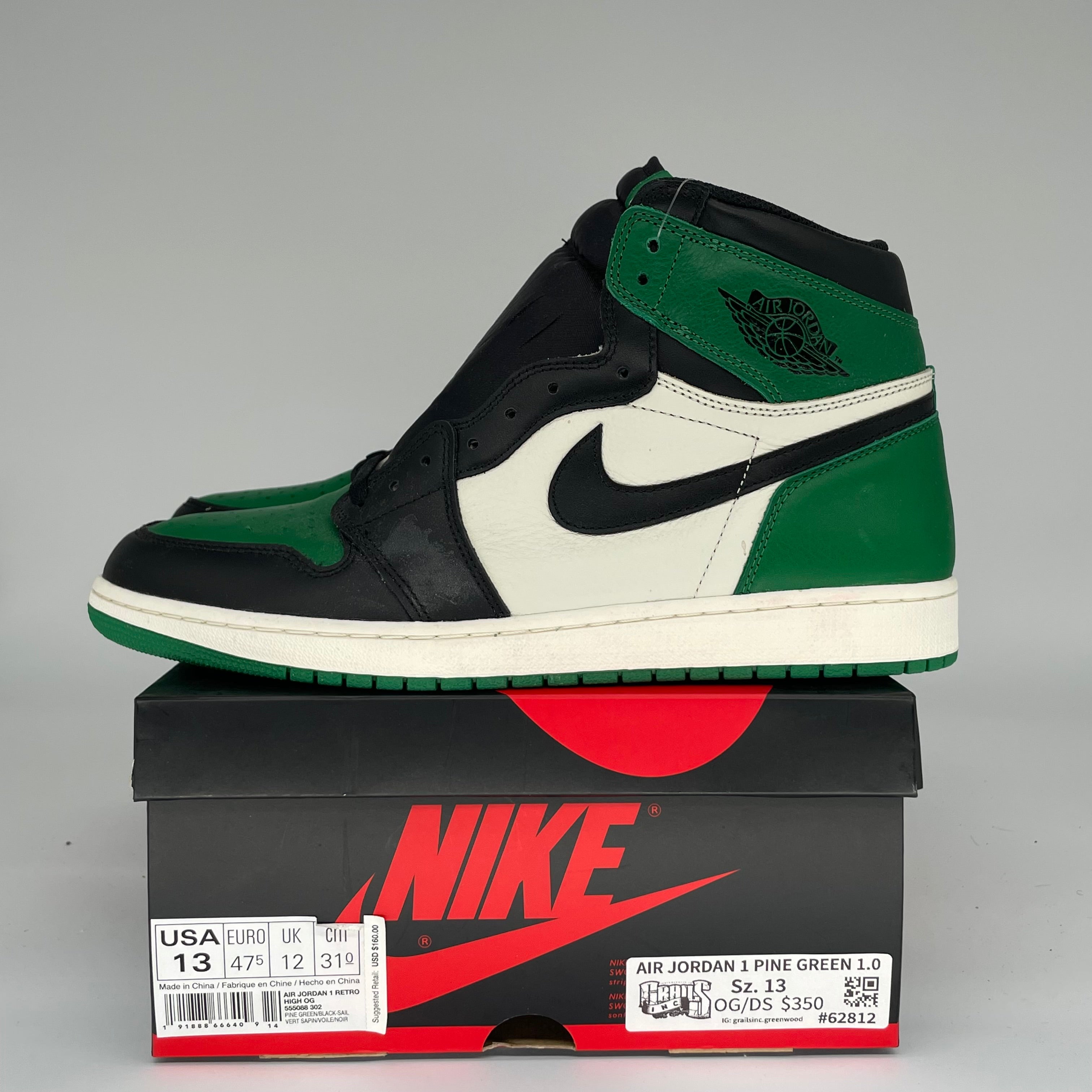 AIR JORDAN 1 PINE GREEN SIZE 13/14.5W 555088-302