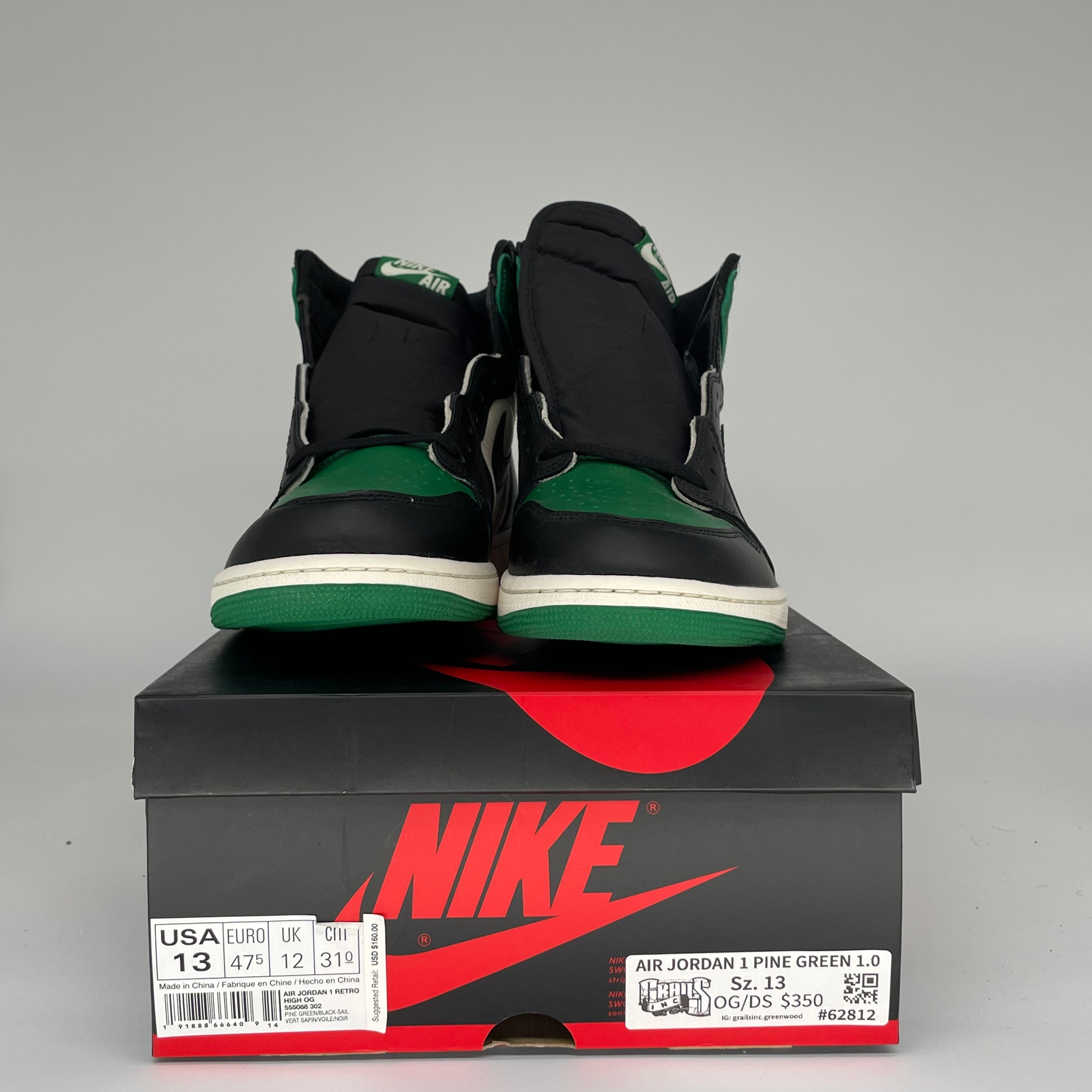 AIR JORDAN 1 PINE GREEN SIZE 13/14.5W 555088-302