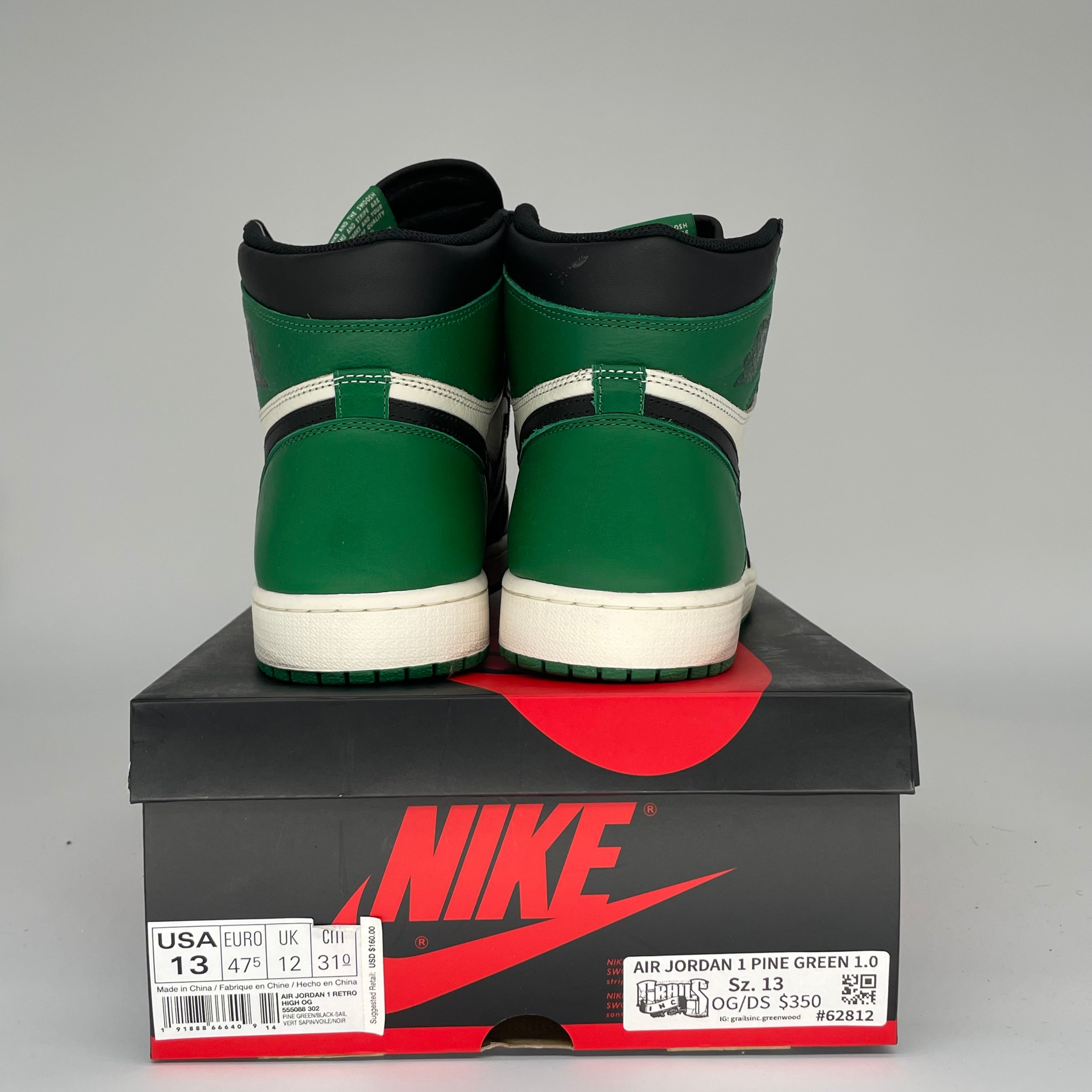 AIR JORDAN 1 PINE GREEN SIZE 13/14.5W 555088-302