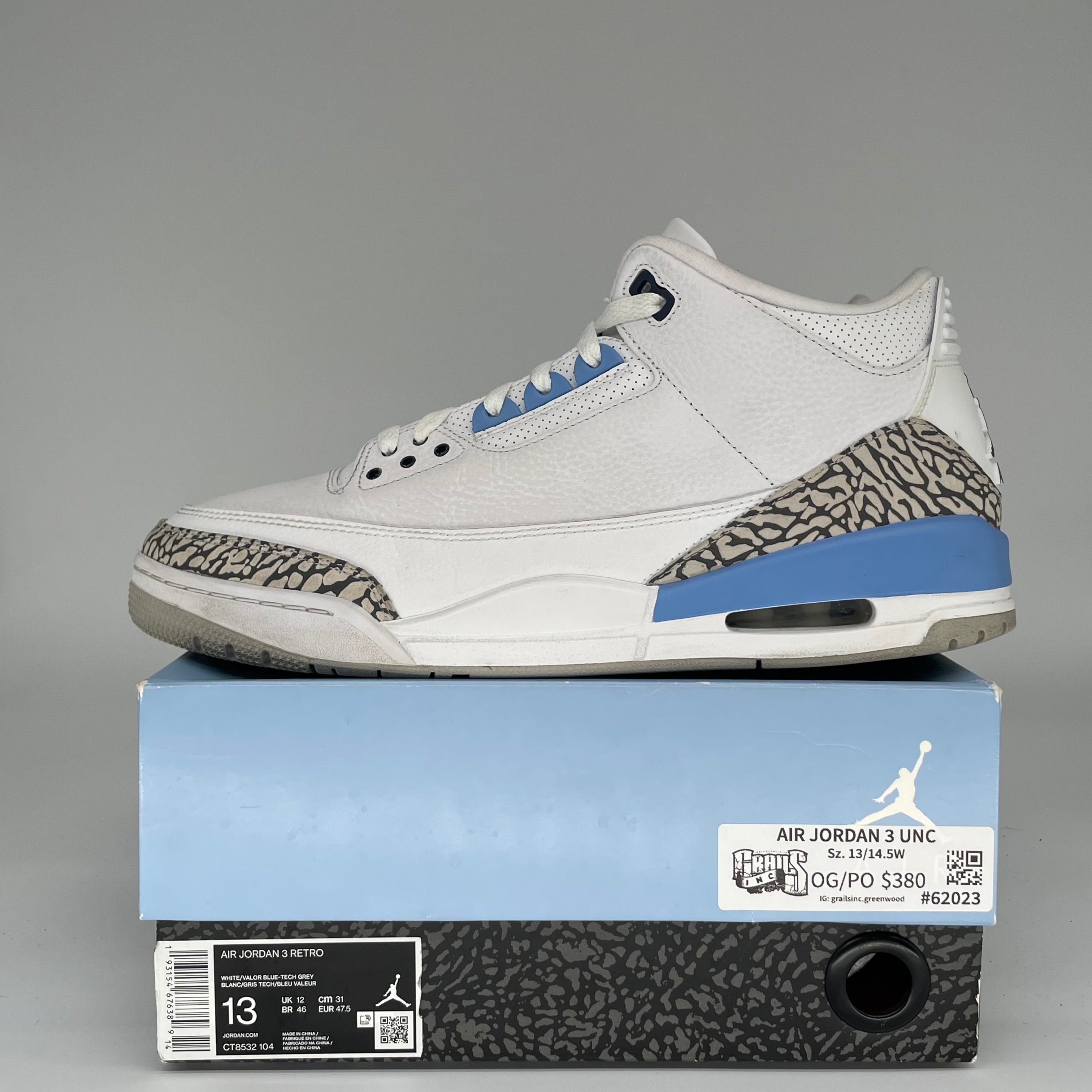 AIR JORDAN 3 UNC SIZE 13/14.5W CT8532-104