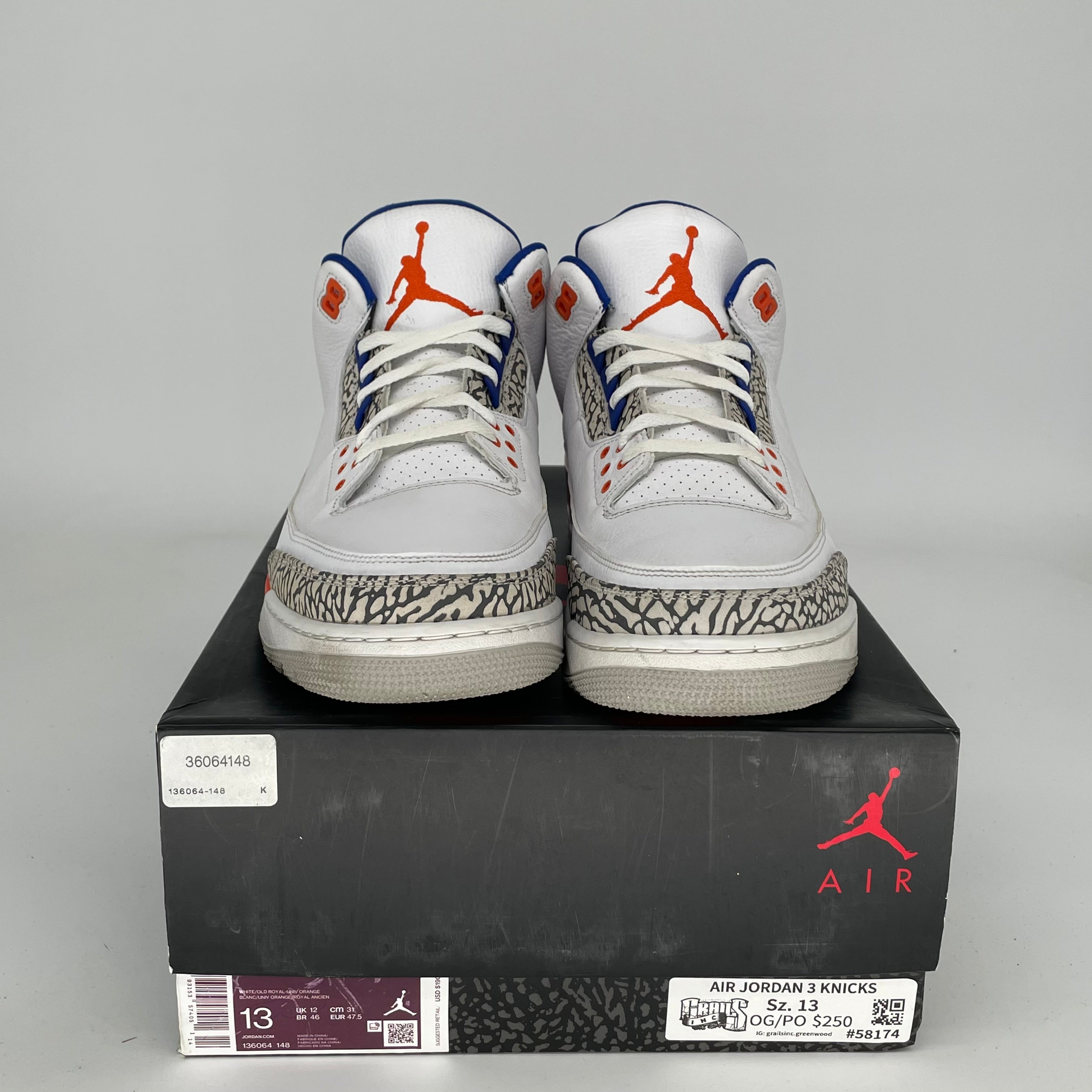AIR JORDAN 3 KNICKS SIZE 13 136064-148