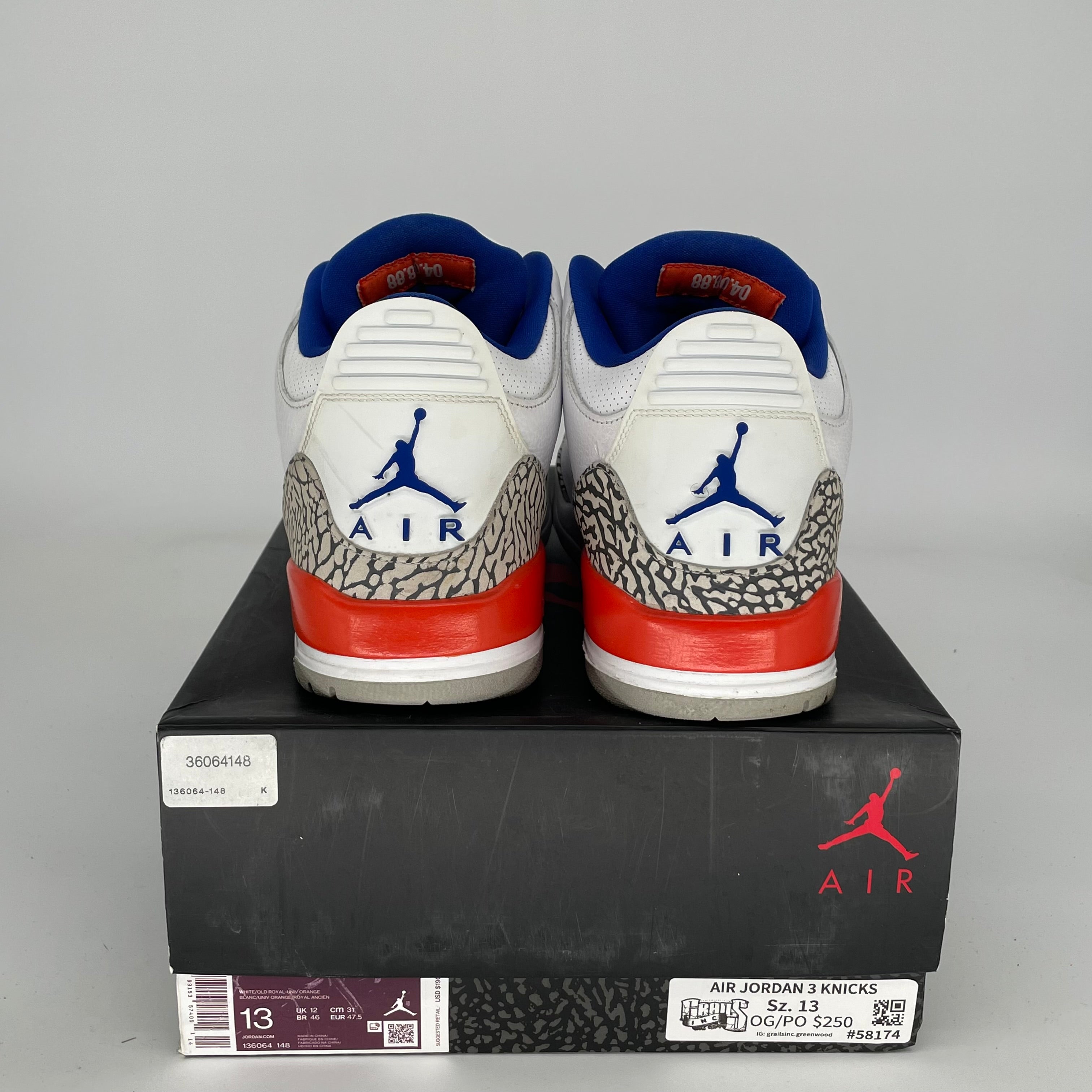 AIR JORDAN 3 KNICKS SIZE 13 136064-148