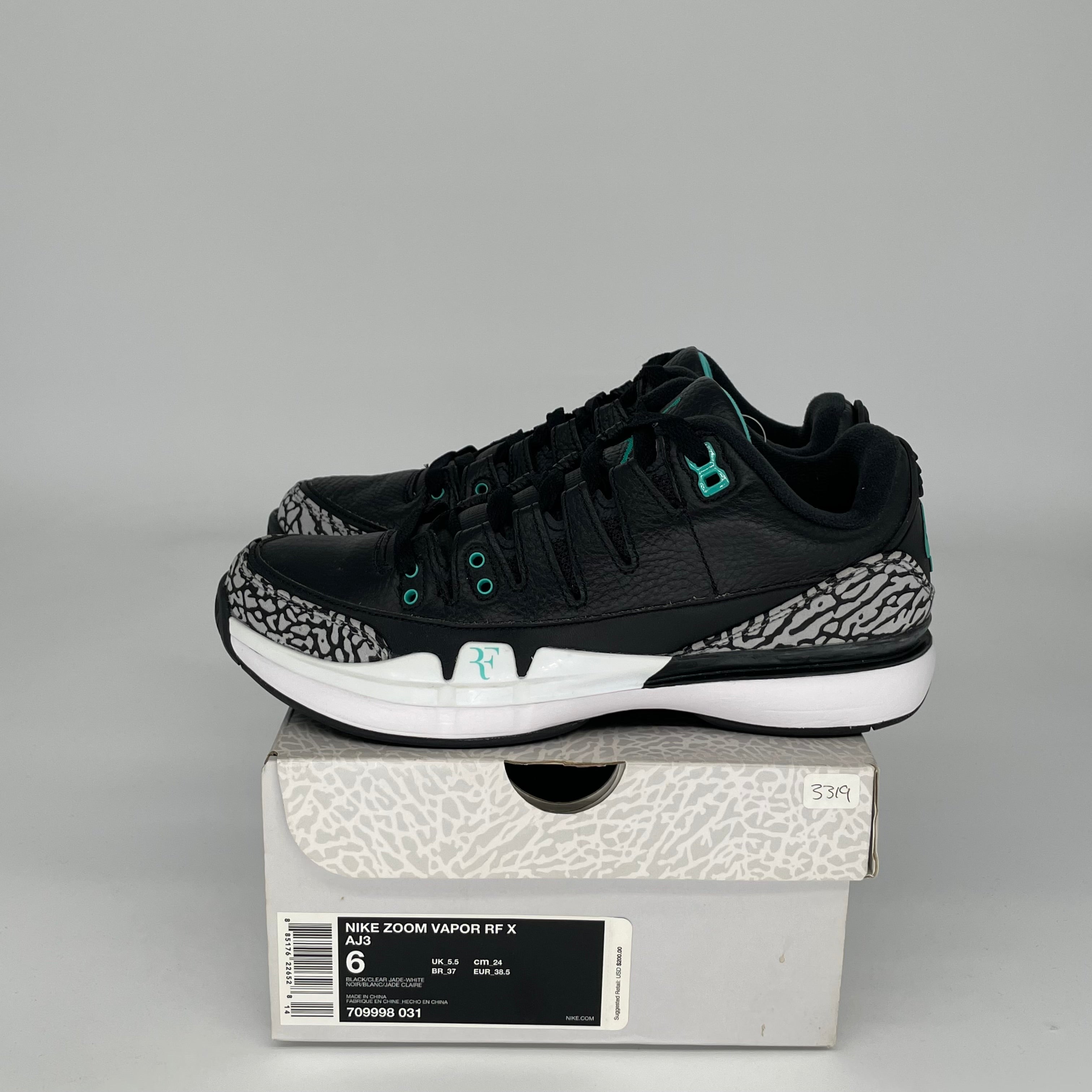 NIKE ZOOM VAPOR AJ3 ATMOS JADE SIZE 6 709998-031