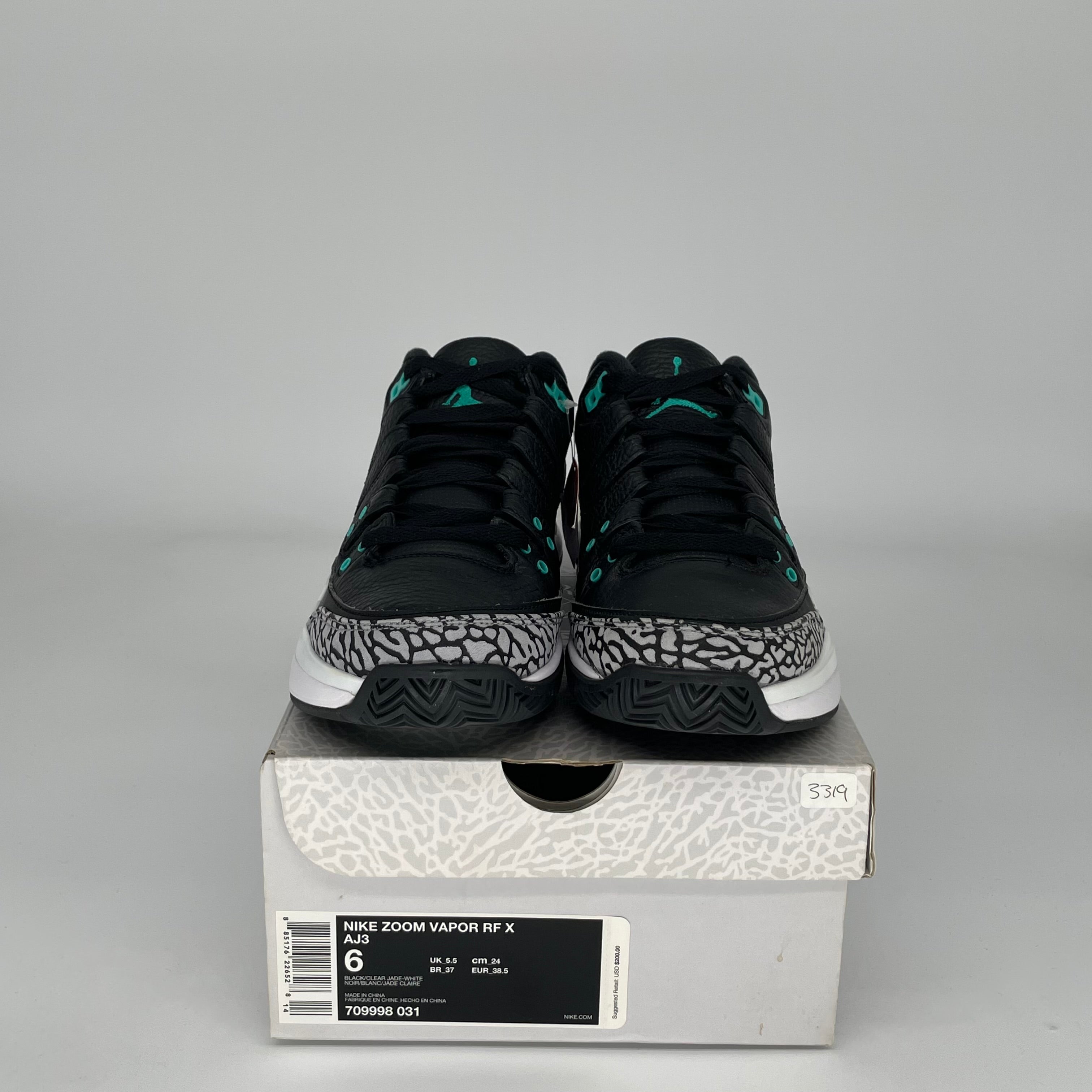 NIKE ZOOM VAPOR AJ3 ATMOS JADE SIZE 6 709998-031