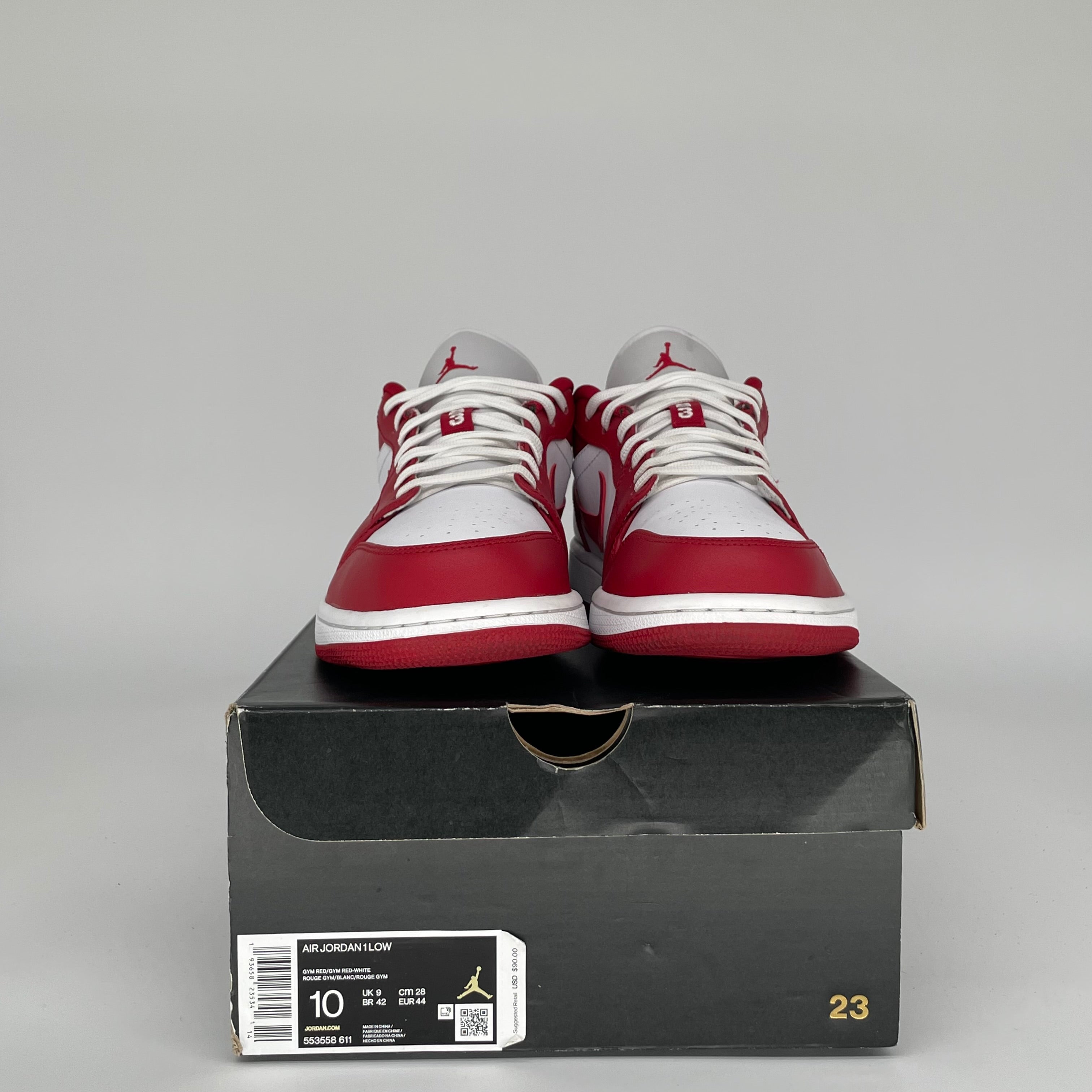 AIR JORDAN 1 LOW GYM RED WHITE SIZE 10/11.5W 553558-611