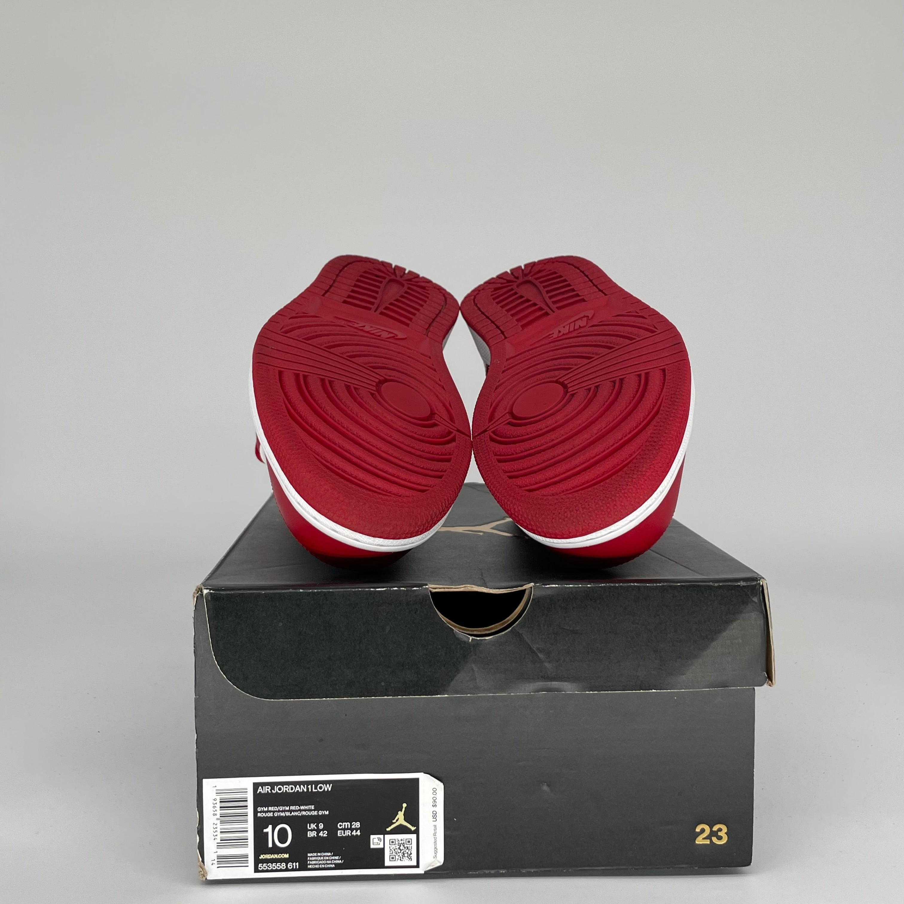 AIR JORDAN 1 LOW GYM RED WHITE SIZE 10/11.5W 553558-611