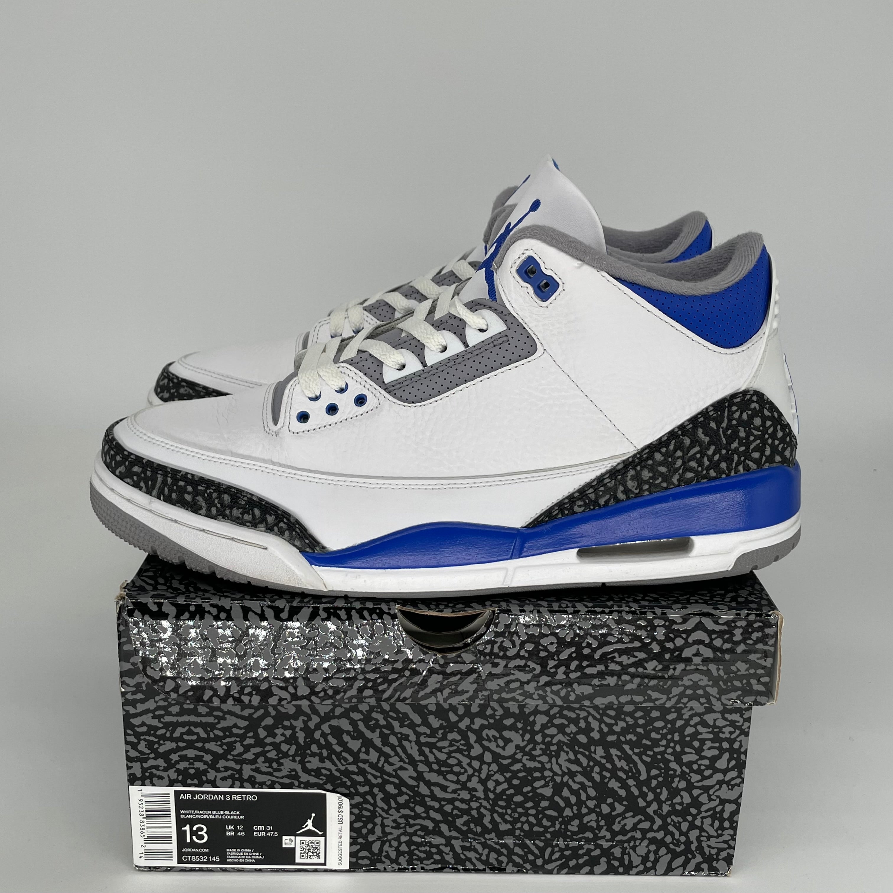 AIR JORDAN 3 RACER BLUE SIZE 13 CT8532-145