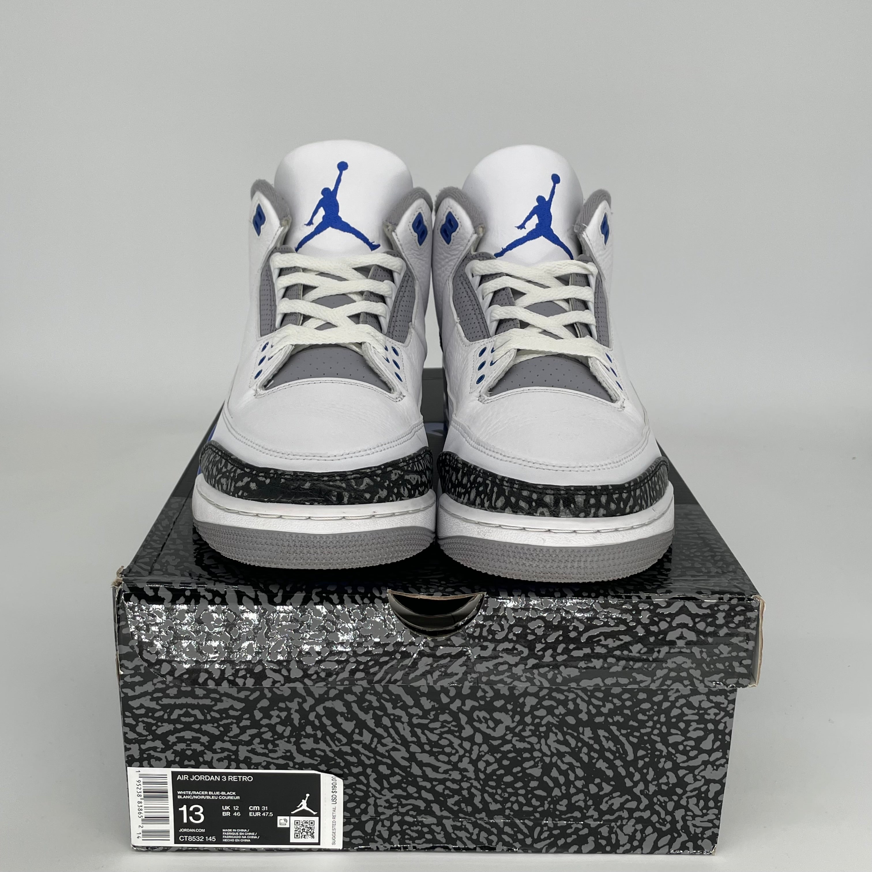 AIR JORDAN 3 RACER BLUE SIZE 13 CT8532-145