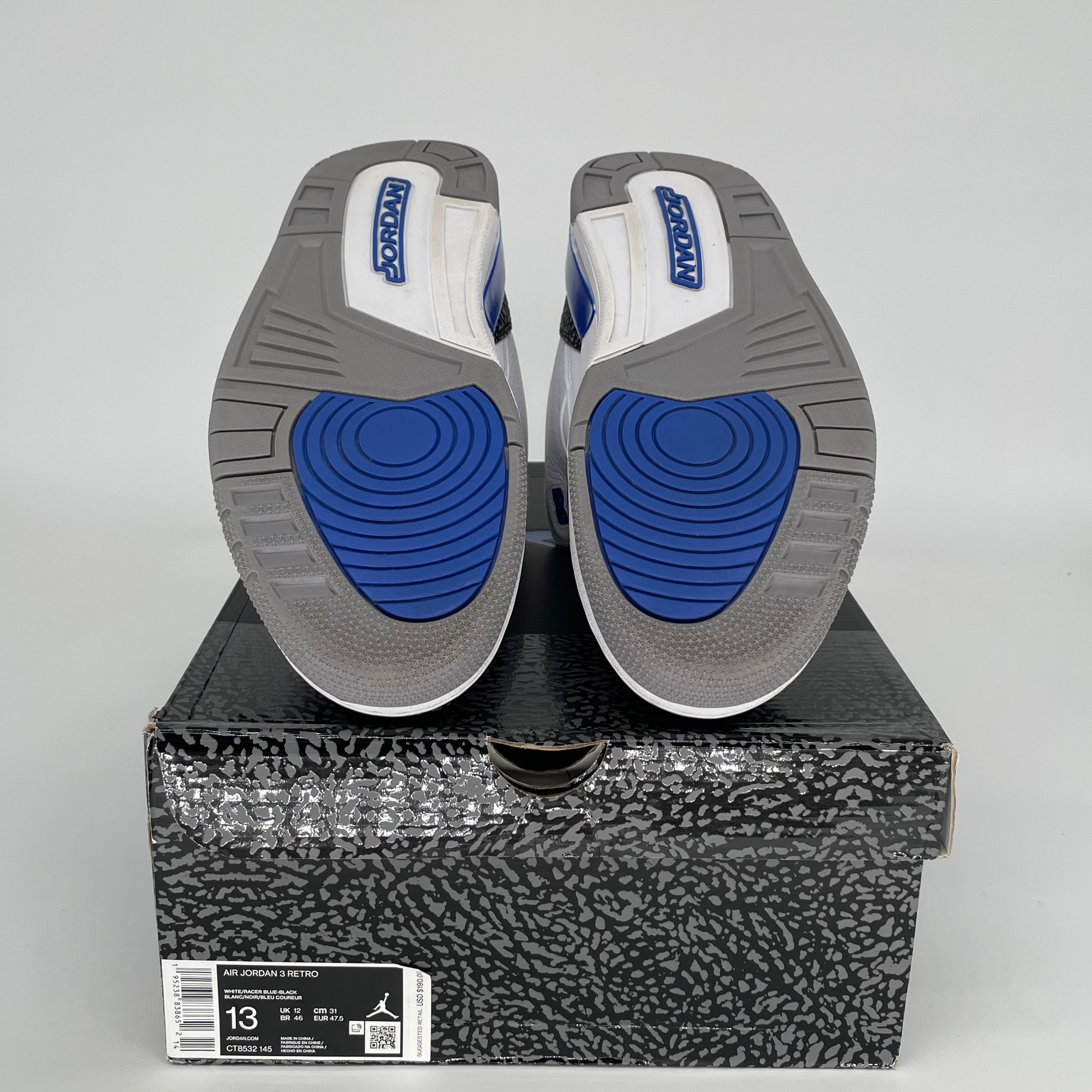 AIR JORDAN 3 RACER BLUE SIZE 13 CT8532-145