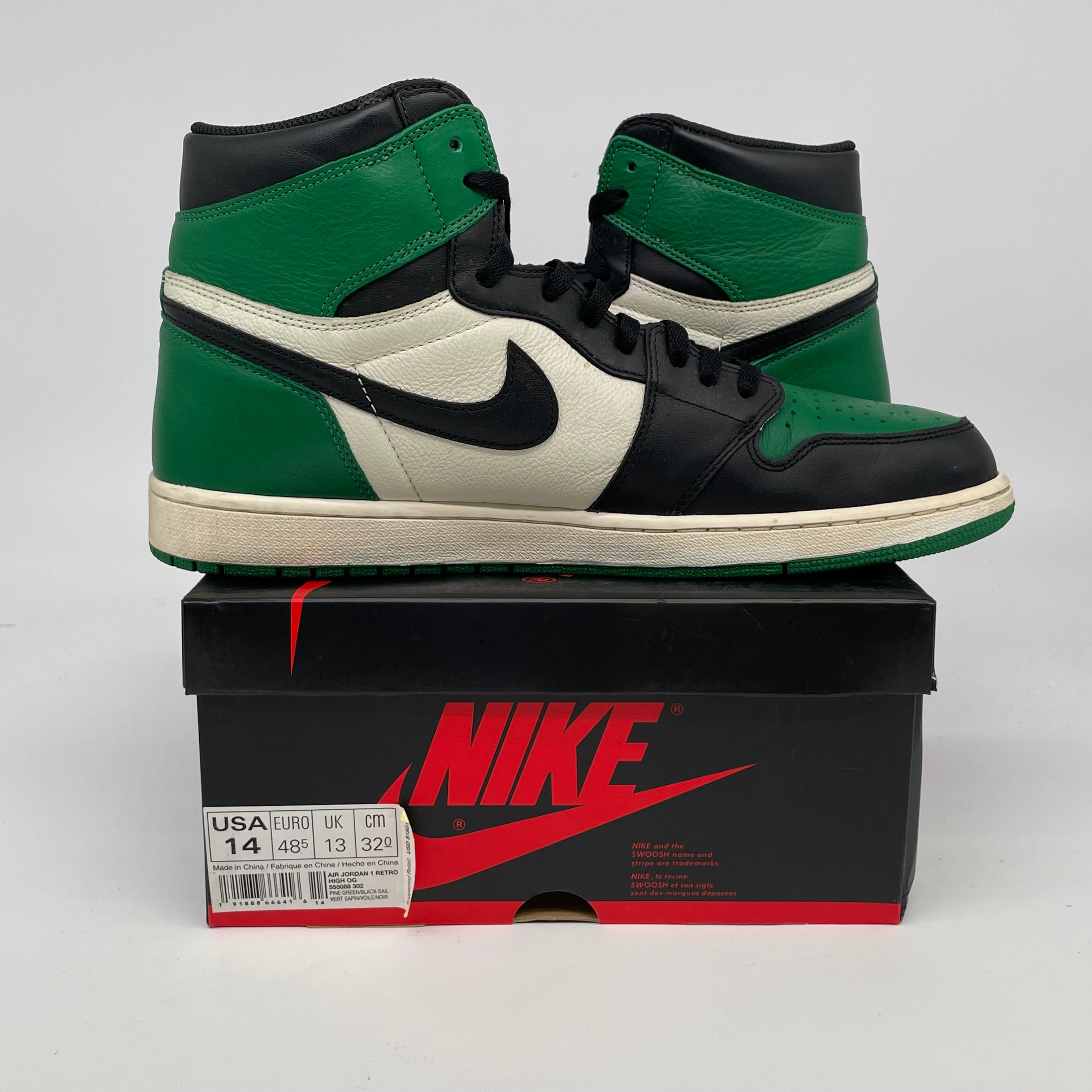 AIR JORDAN 1 PINE GREEN SIZE 14 555088-302