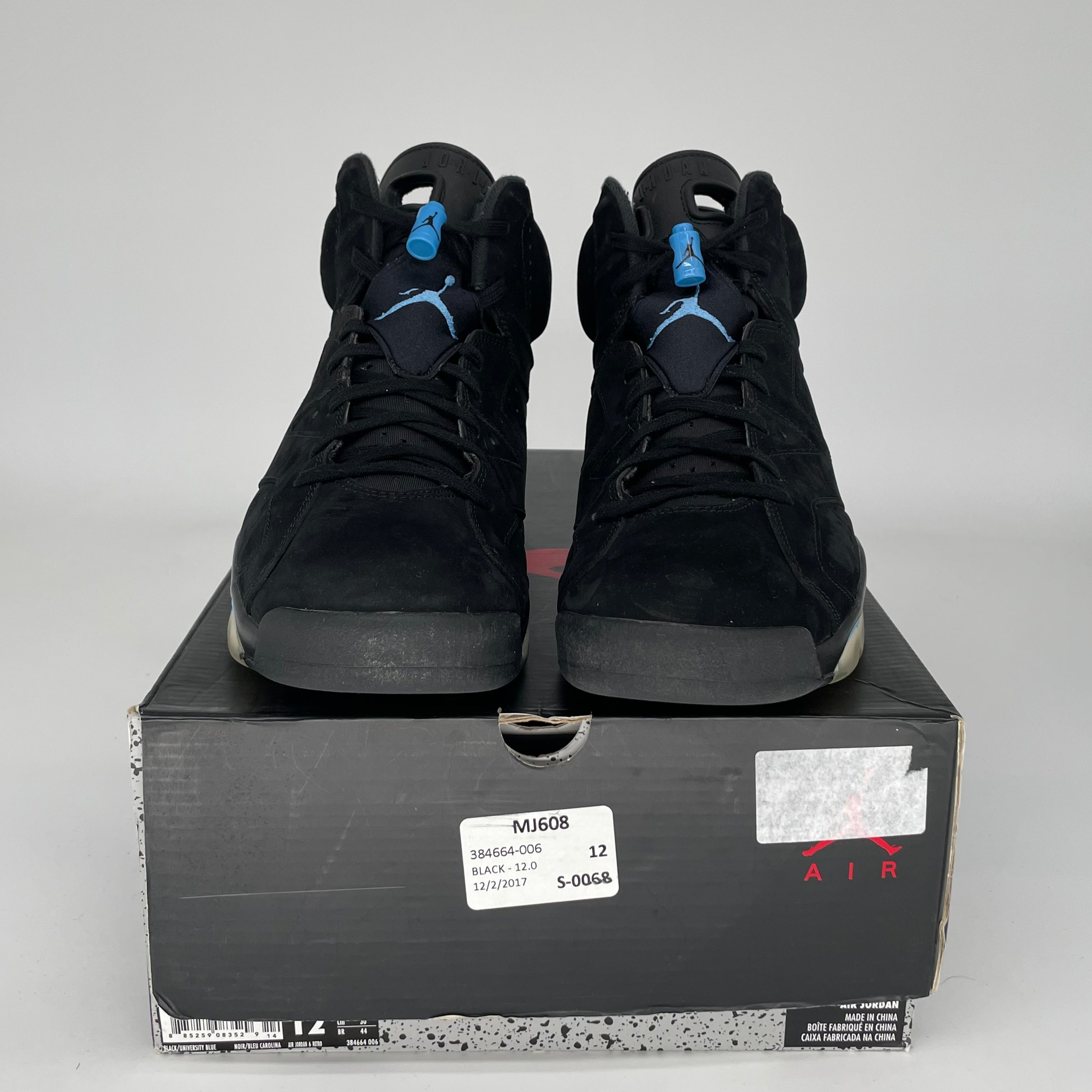 AIR JORDAN 6 UNC BLACK SIZE 12 384664-006