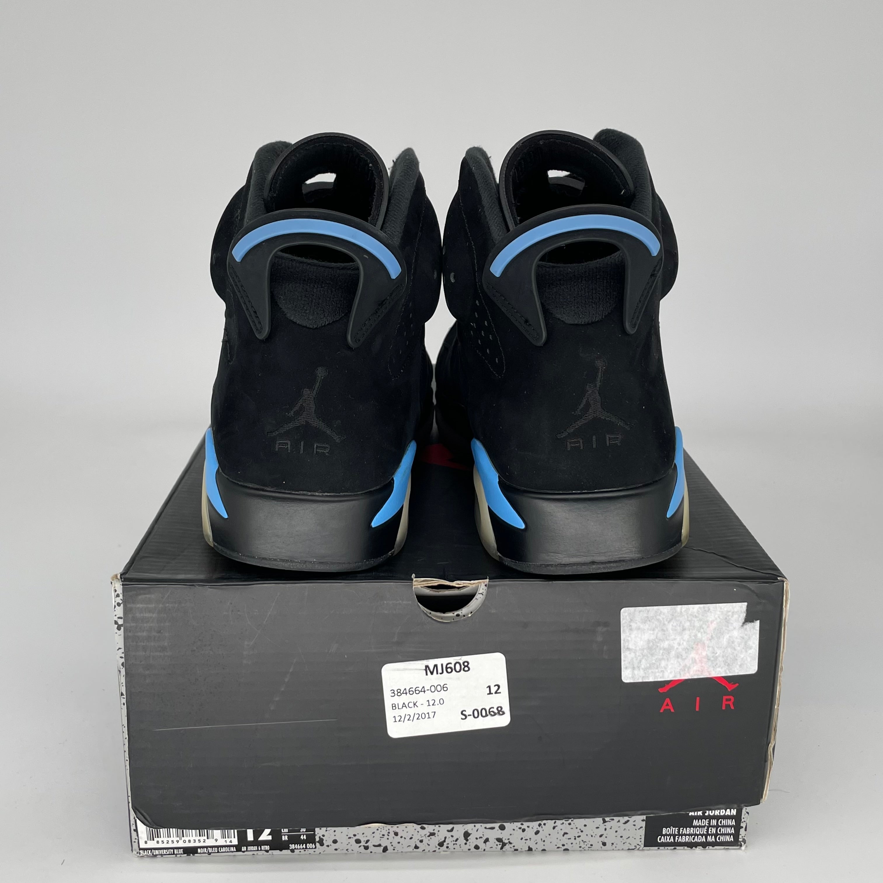AIR JORDAN 6 UNC BLACK SIZE 12 384664-006