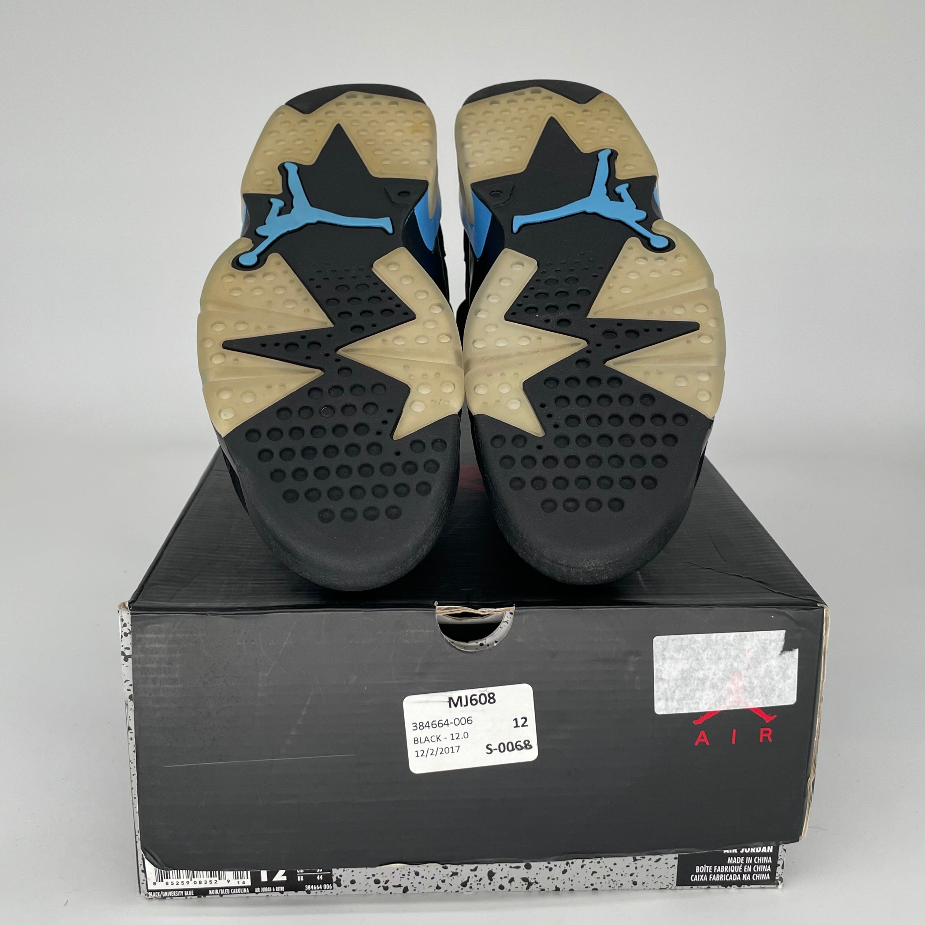 AIR JORDAN 6 UNC BLACK SIZE 12 384664-006