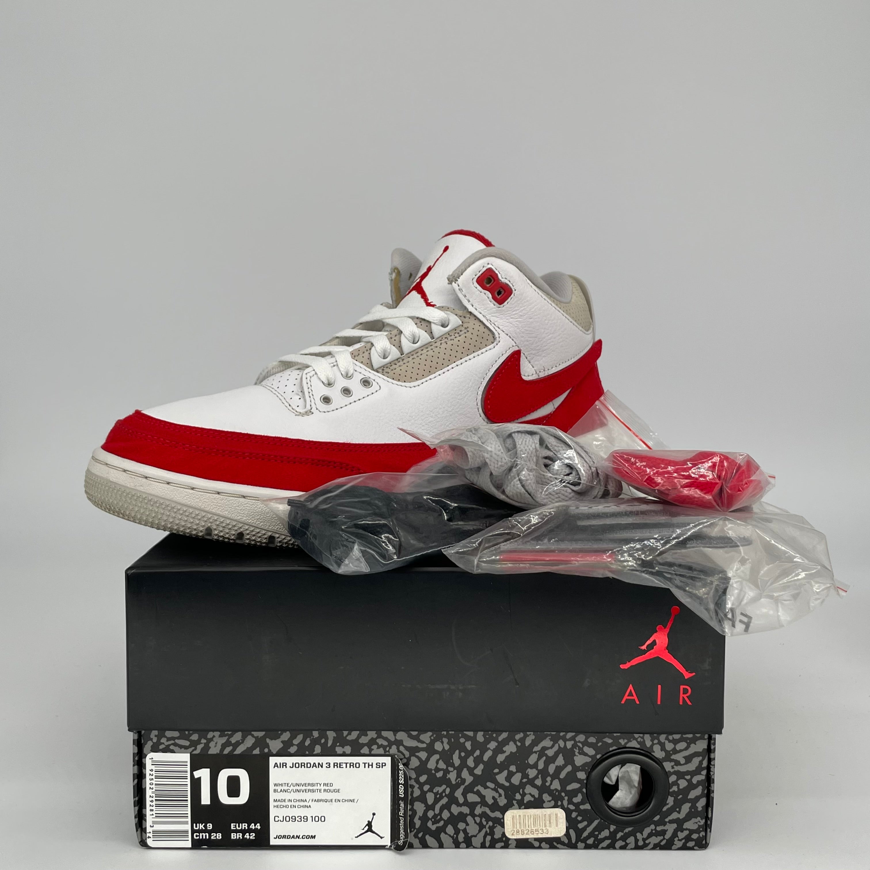 AIR JORDAN 3 TINKER UNIVERSITY RED SIZE 10 CJ0939-100