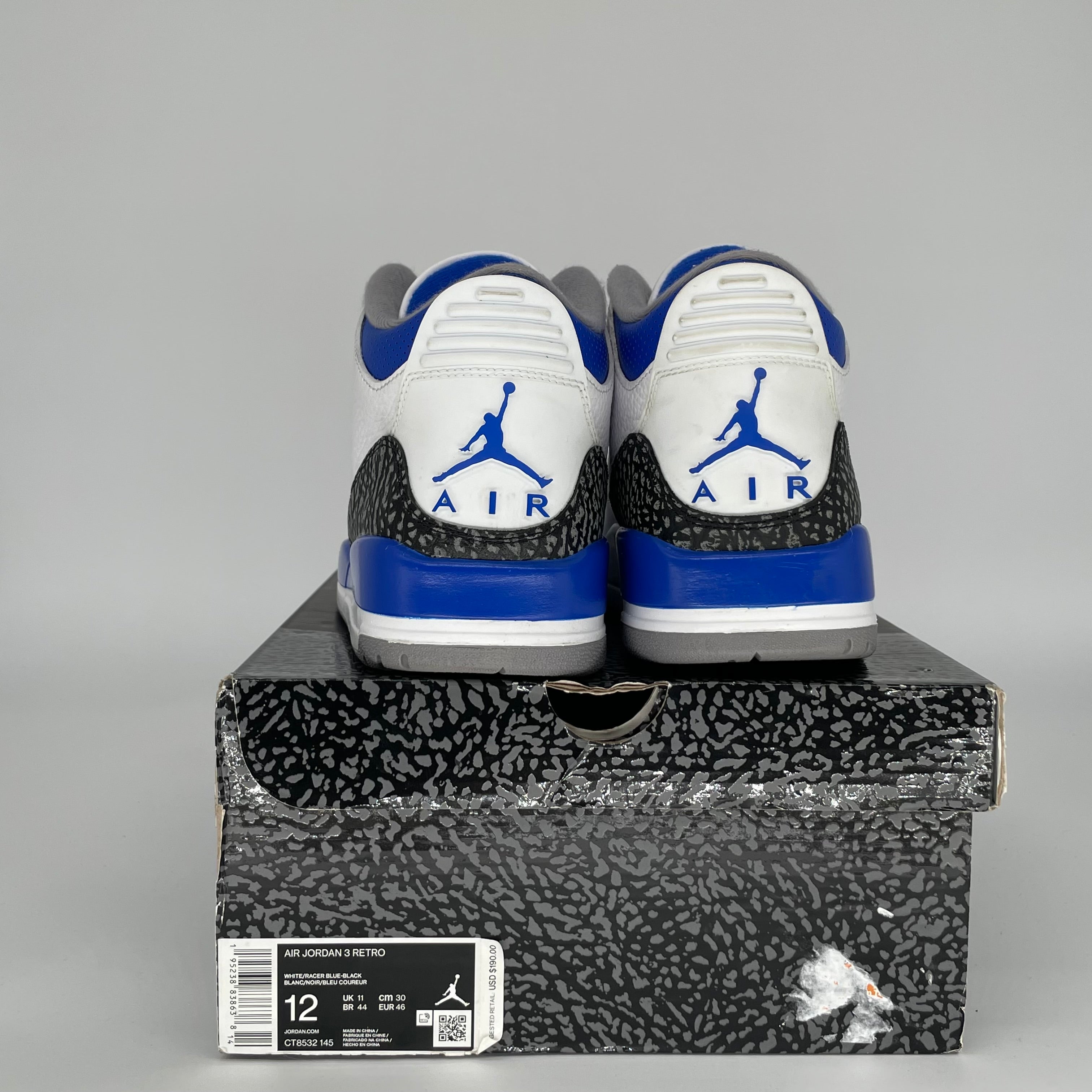AIR JORDAN 3 RACER BLUE SIZE 12 CT8532-145